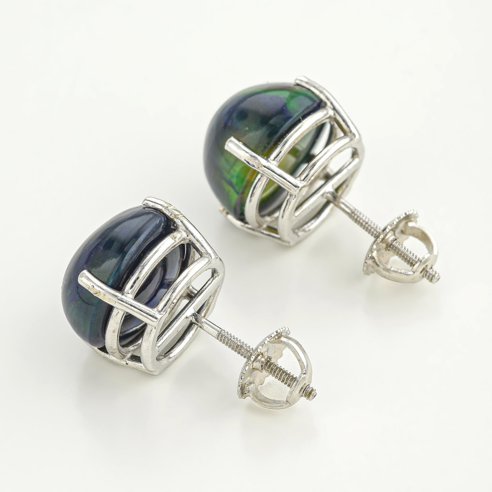 Black Opal Stud Earrings - 2