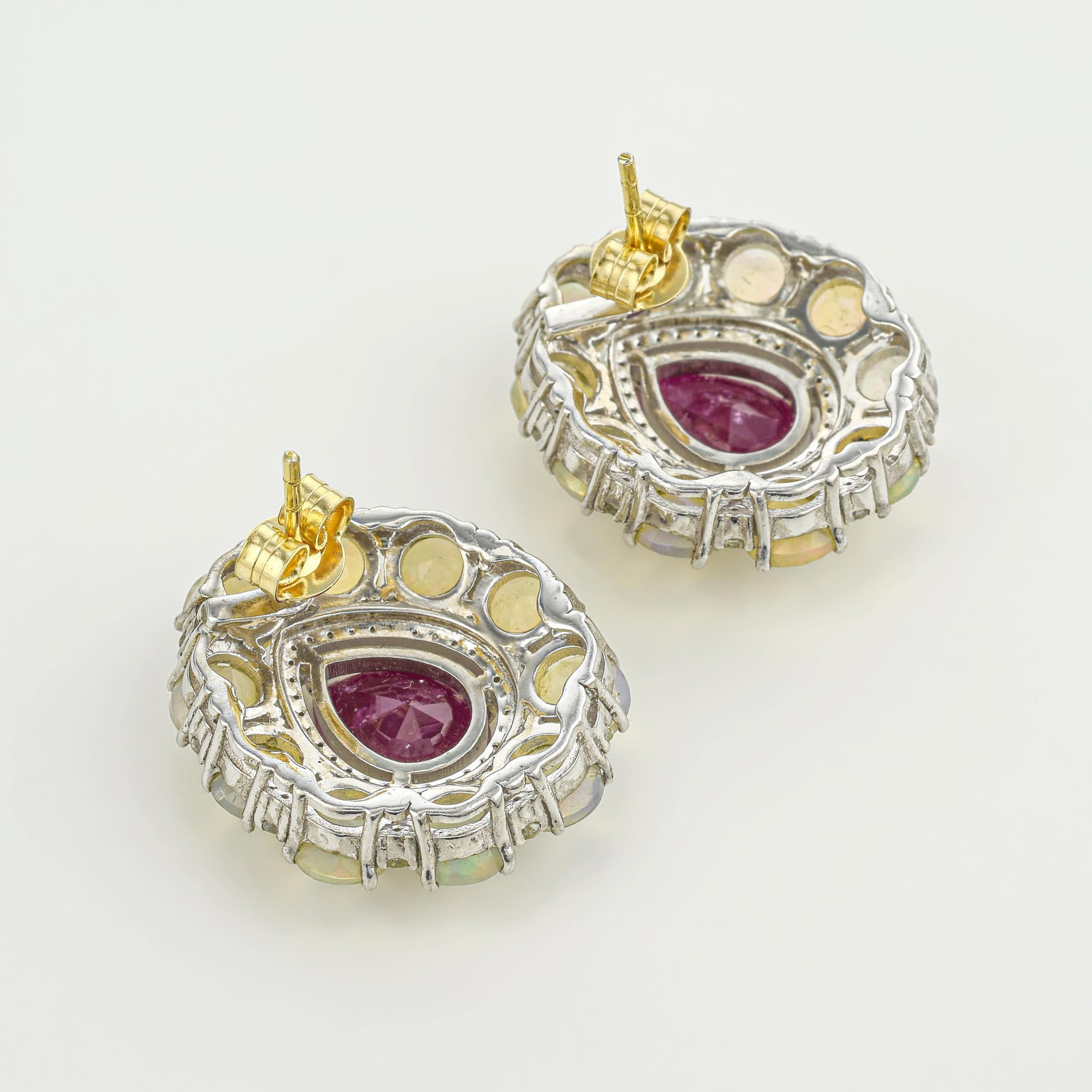 Ethiopian Opal and African Ruby Diamond Earrings - 2