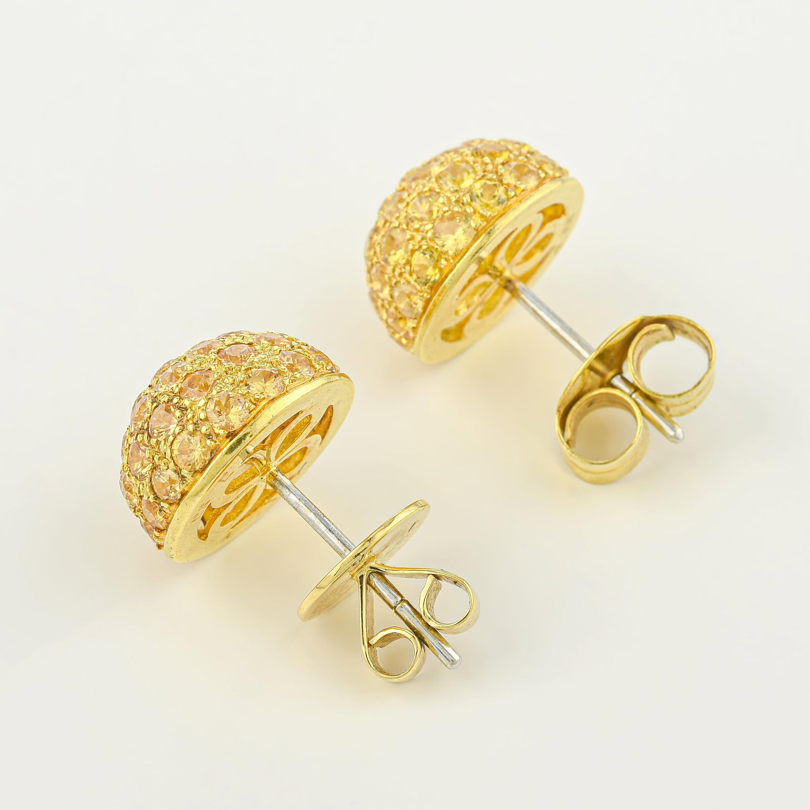 Yellow Sapphire Dome Stud Earrings - 2