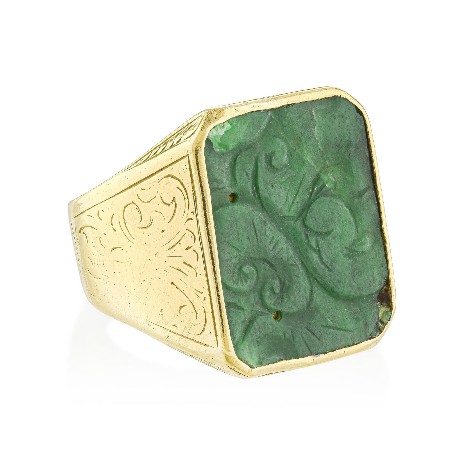 Carved Jadeite Jade Ring - 2