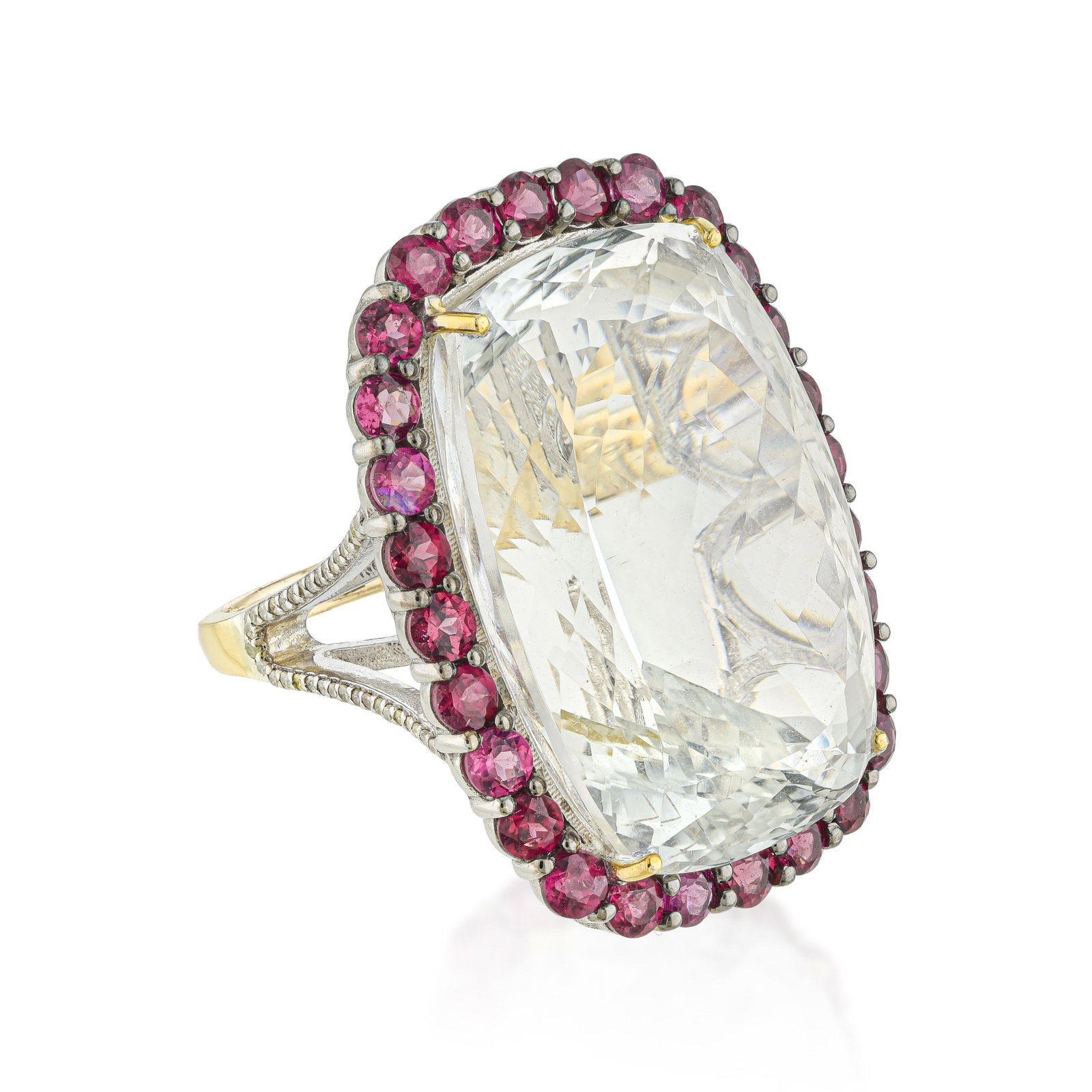 White Topaz Garnet and Diamond Ring - 2