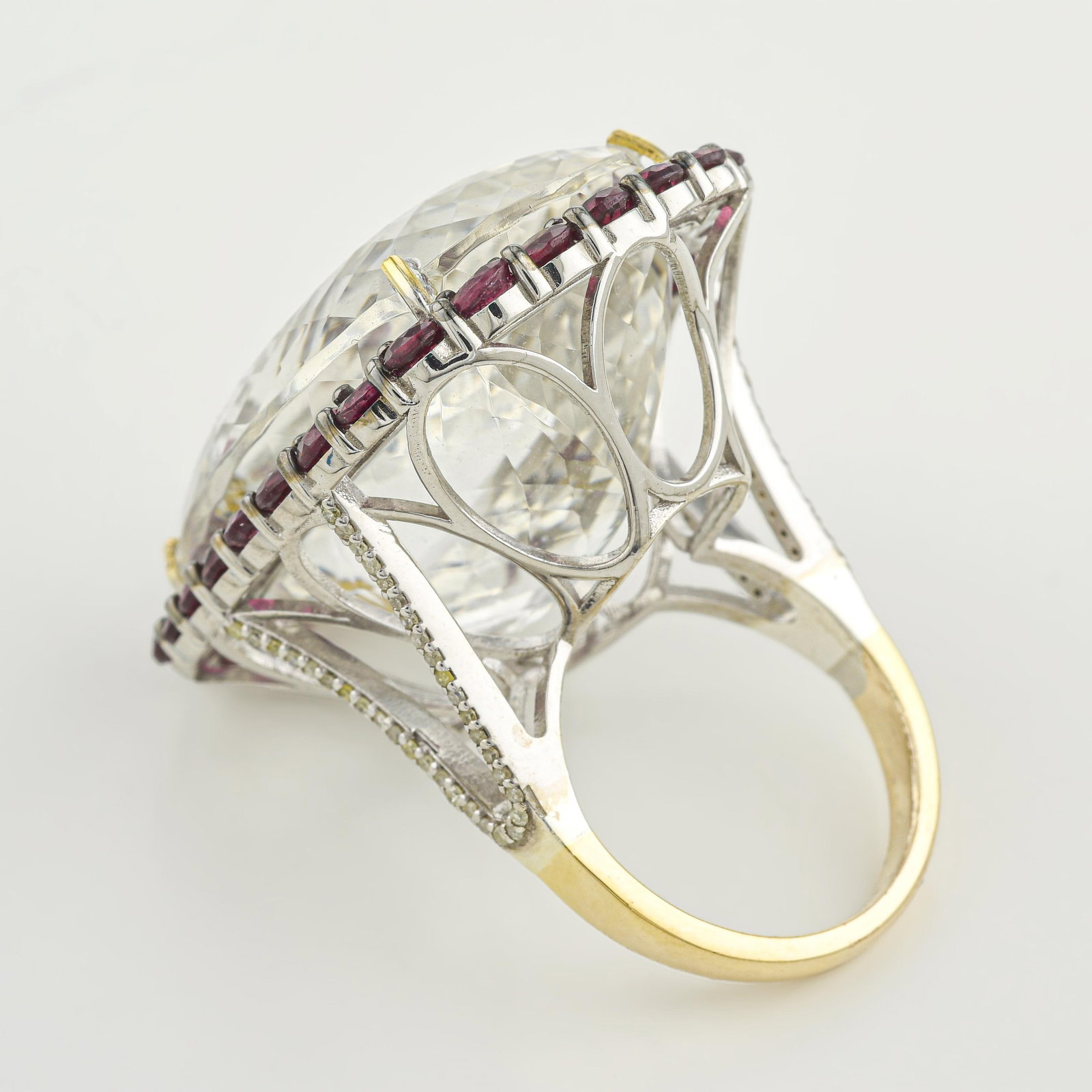 White Topaz Garnet and Diamond Ring - 3