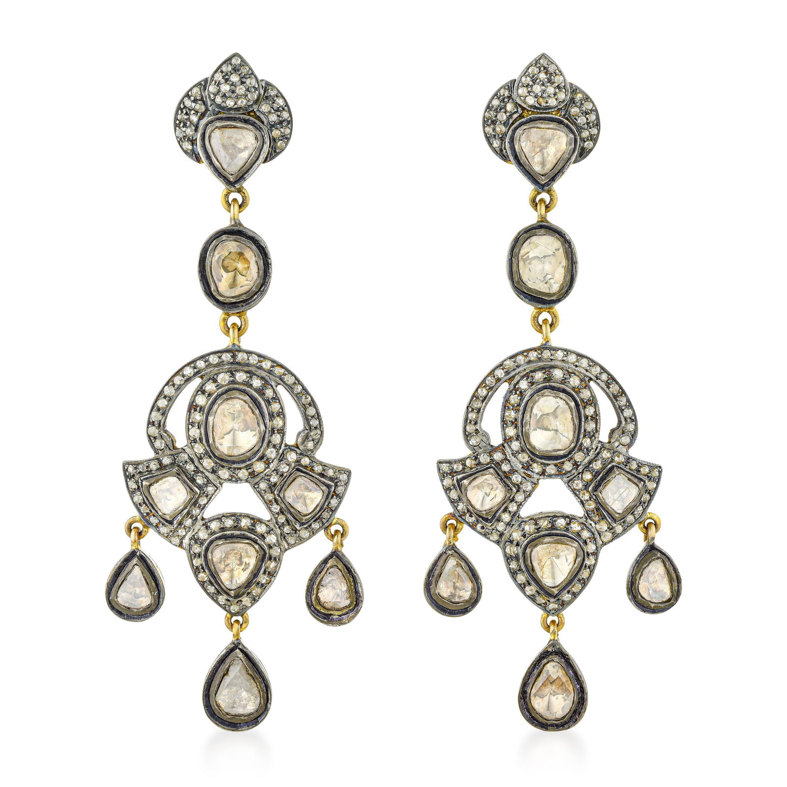 Polki Diamond Chandelier Earrings: ESTIMATED RETAIL PRICE: $1,400* *This is the estimated value a piece of similar quality, craftsmanship, and characteristics could command at retail. Polki diamonds are uncut or minimally polished