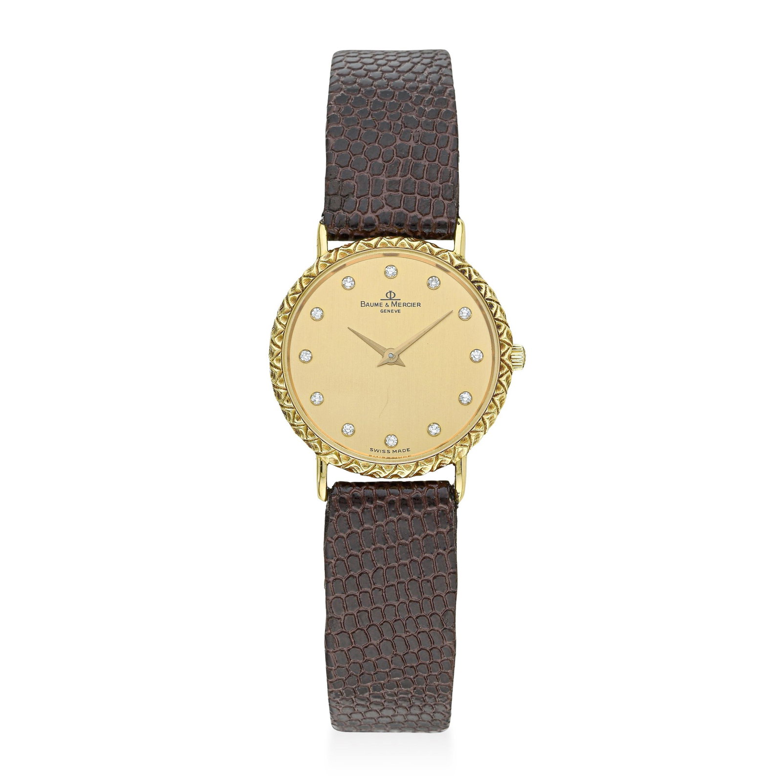 Baume & Mercier Ladies' in 18K Gold: ESTIMATED RETAIL PRICE: $4,000* *This is the estimated value a piece of similar quality, craftsmanship, and characteristics could command at retail. An elegant ladies' dress watch from Baume & Mercier