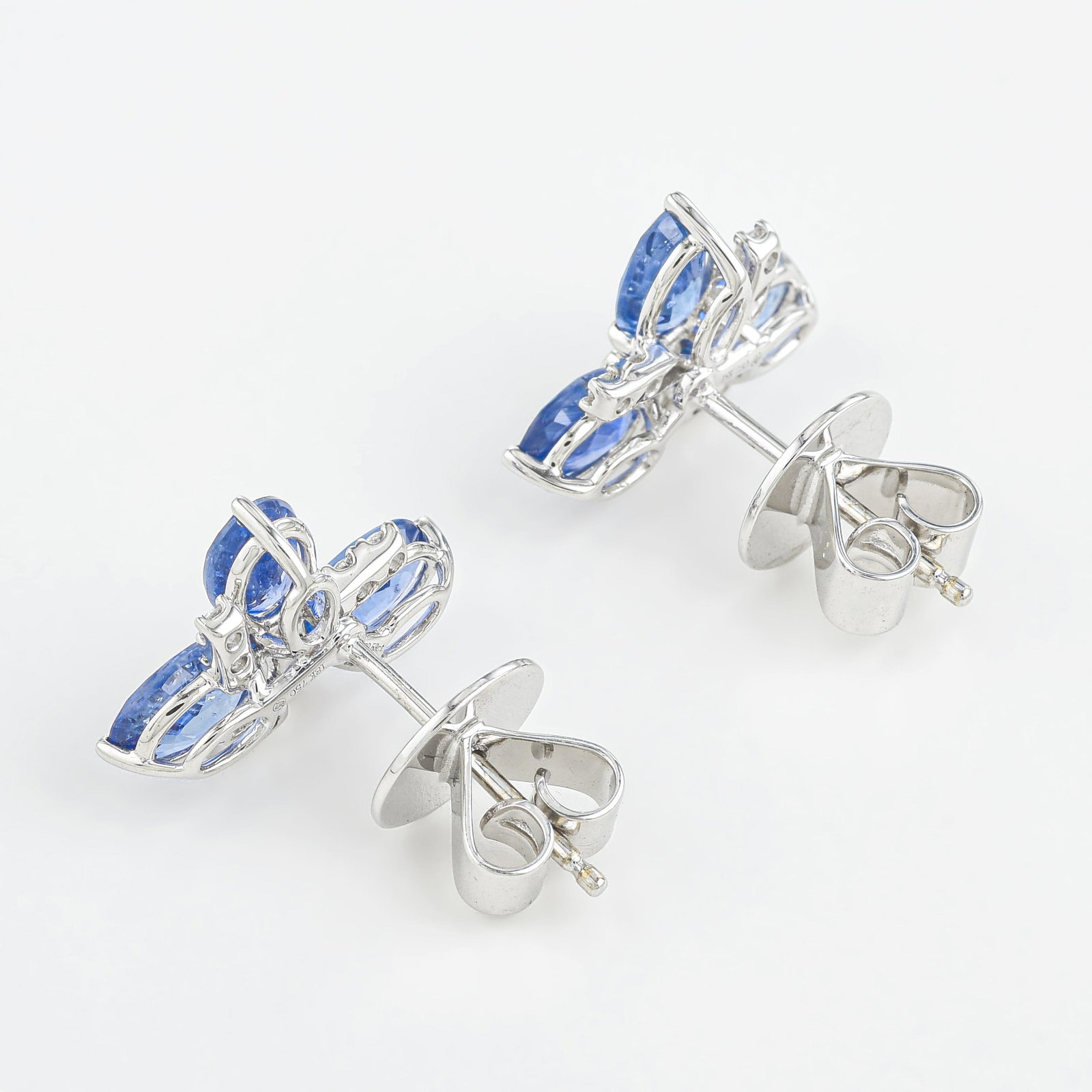 Sapphire and Diamond Cluster Earrings - 2