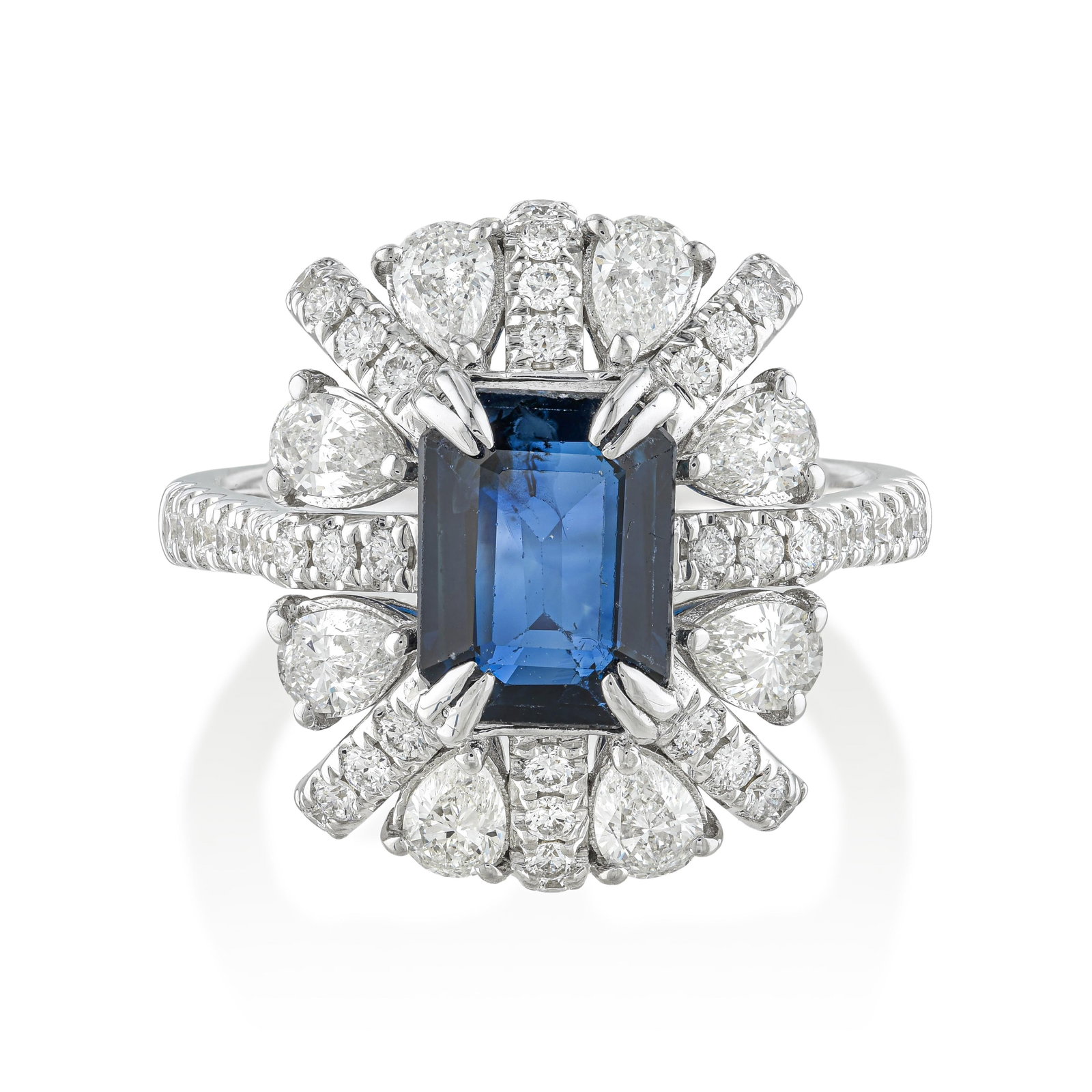 Sapphire and Diamond Ring: ESTIMATED RETAIL PRICE: $4,000* *This is the estimated value a piece of similar quality, craftsmanship, and characteristics could command at retail. The emerald cut is the connoisseur's choice for