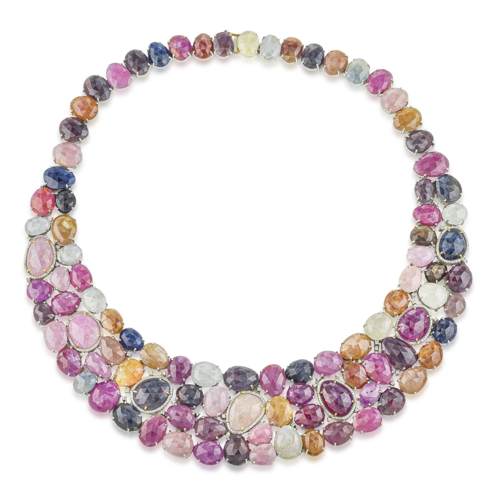 Multicolor Sapphire and Diamond Necklace - 2