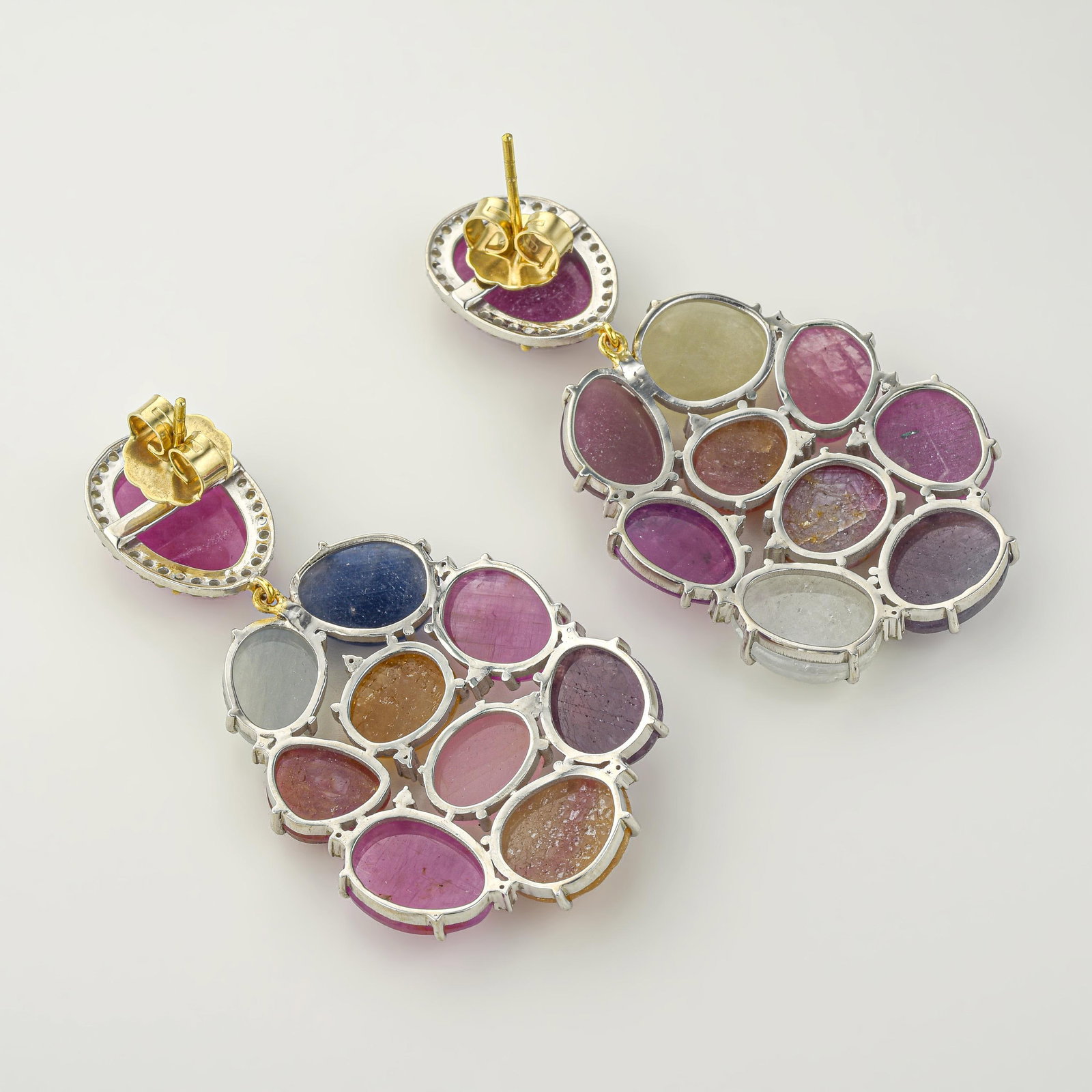 Multicolor Sapphire and Diamond Earrings - 2