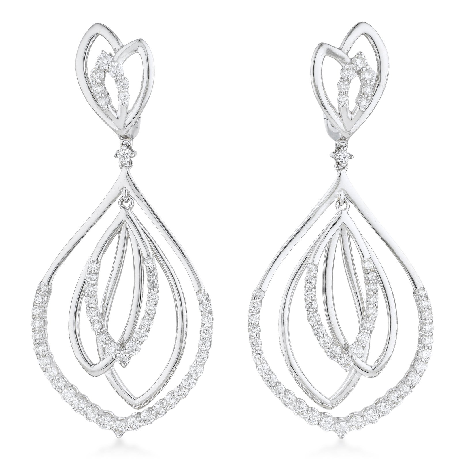 Multidrop Tulip Diamond Earrings: ESTIMATED RETAIL PRICE: $9,800* *This is the estimated value a piece of similar quality, craftsmanship, and characteristics could command at retail. The tulip motif gives these earrings their