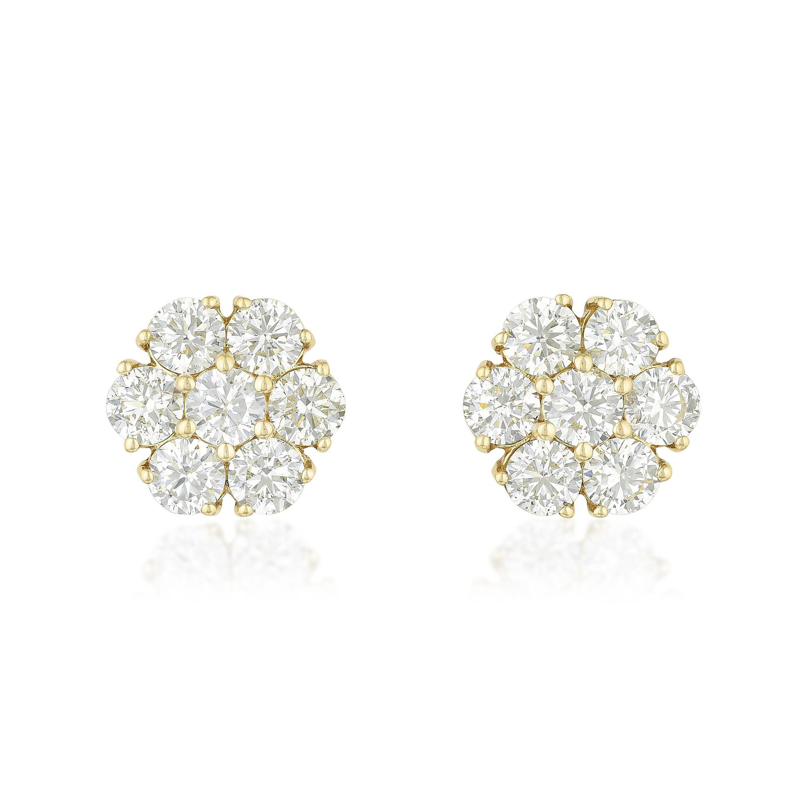 Diamond Stud Flower Cluster Earrings: ESTIMATED RETAIL PRICE: $13,000* *This is the estimated value a piece of similar quality, craftsmanship, and characteristics could command at retail. Four and a half carats of H-I/VS-SI diamonds in a 