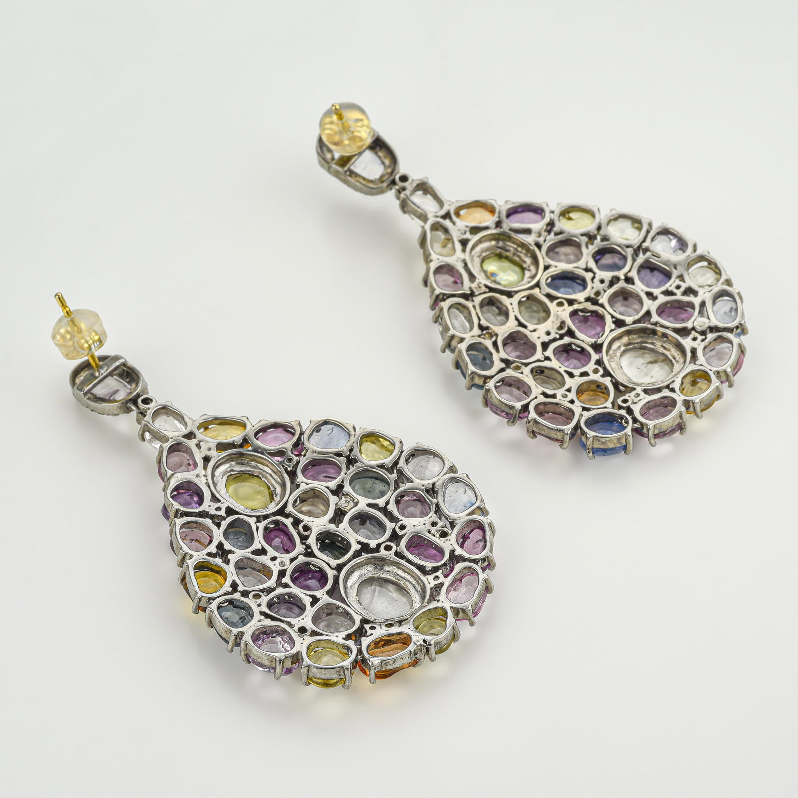 Multicolor Sapphire and Diamond Earrings - 2