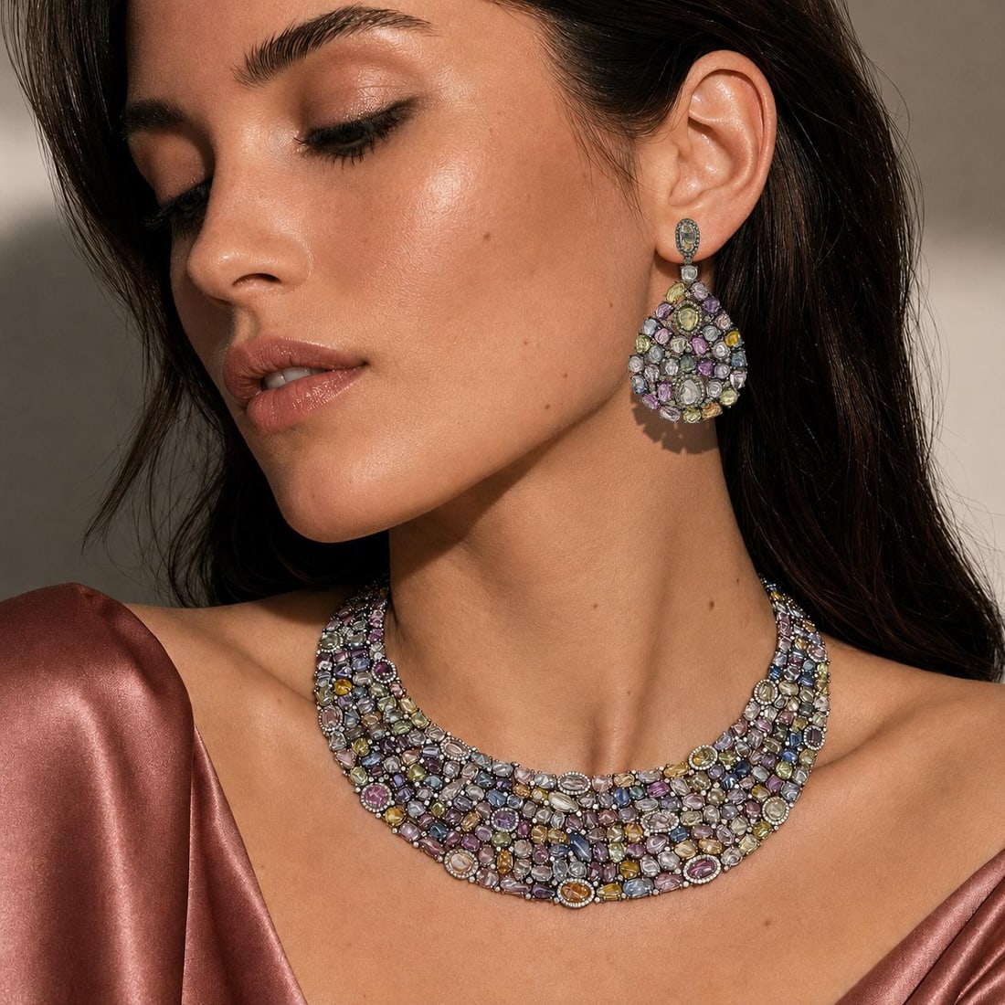 Multicolor Sapphire and Diamond Earrings - 3