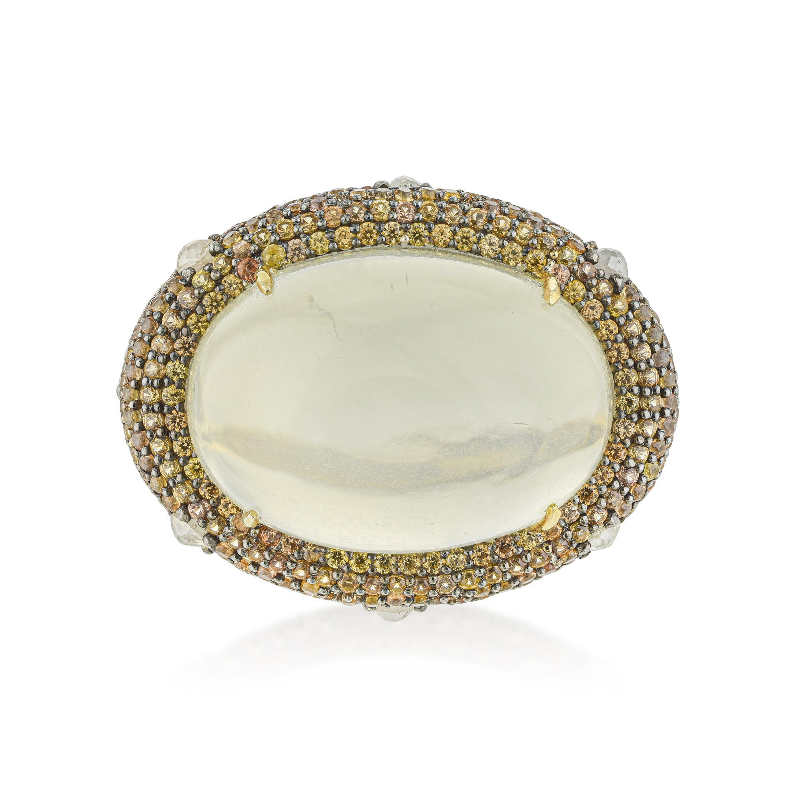 Cat's Eye Moonstone Orange Sapphire and Diamond Ring - 2