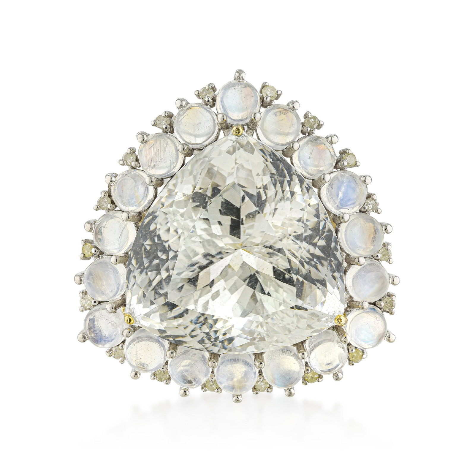 White Topaz Moonstone and Diamond Ring (1 of 3)