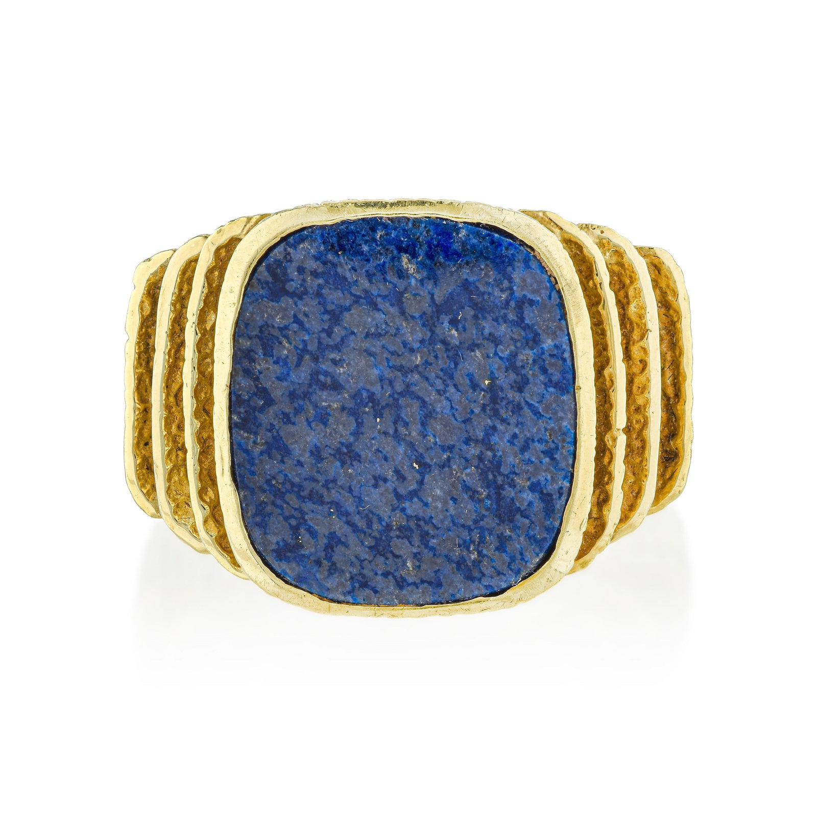 Sodalite Step Design Ring: ESTIMATED RETAIL PRICE: $2,500 * *This is the estimated value a piece of similar quality, craftsmanship, and characteristics could command at retail. Sodalite, with its deep royal blue body color and