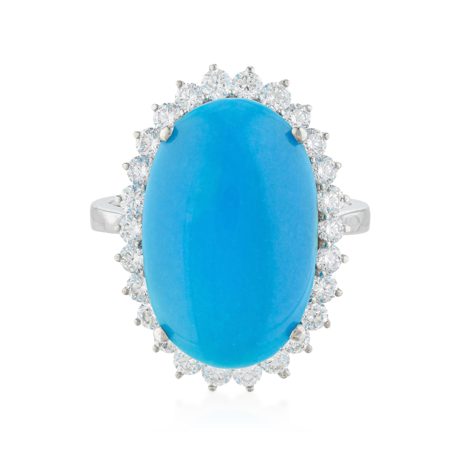 Persian Turquoise Cabochon and Diamond Ring: ESTIMATED RETAIL PRICE: $7,000* *This is the estimated value a piece of similar quality, craftsmanship, and characteristics could command at retail. Persian turquoise is the historical benchmark for