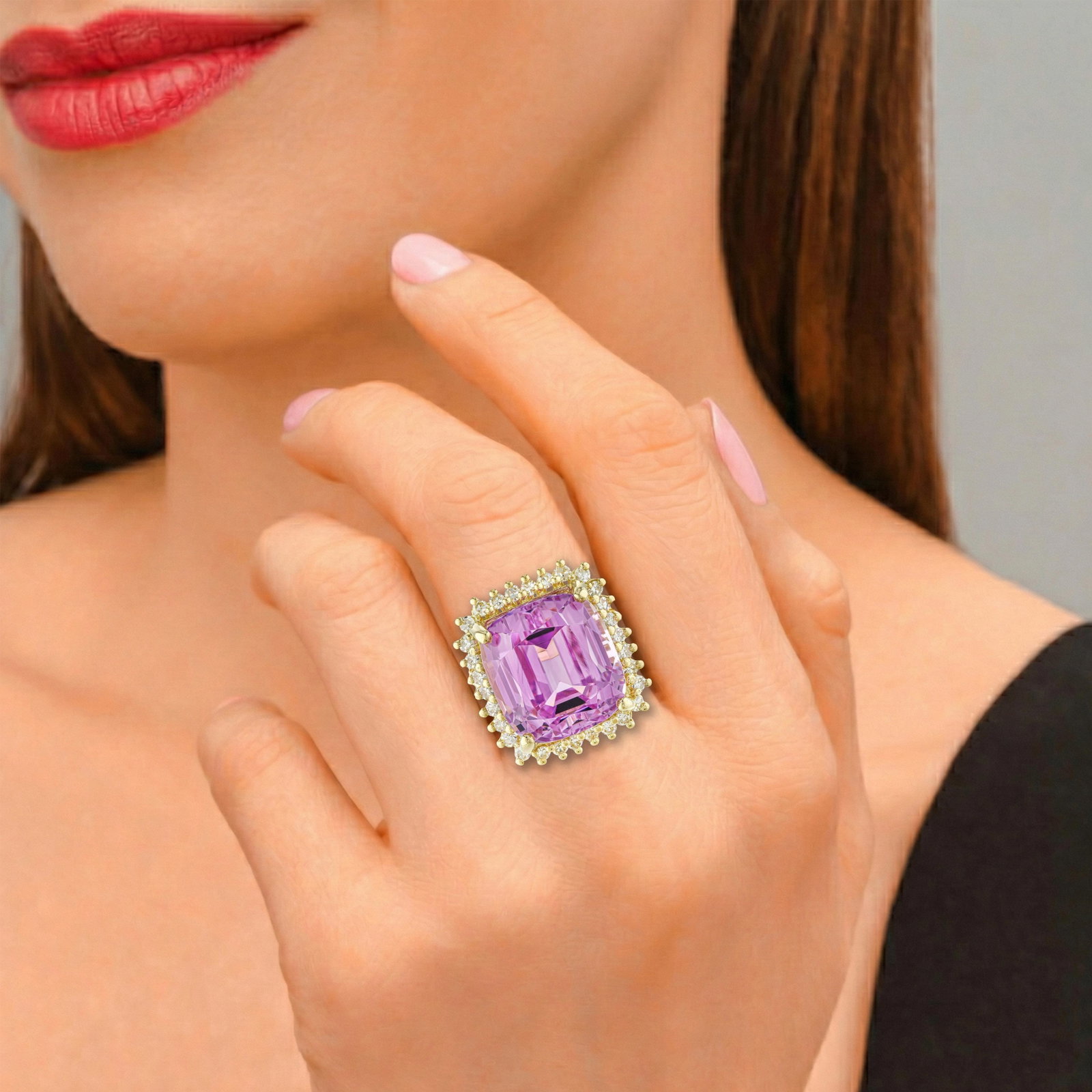 Kunzite and Diamond Ring: ESTIMATED RETAIL PRICE: $5,000 * *This is the estimated value a piece of similar quality, craftsmanship, and characteristics could command at retail. Kunzite above fifteen carats is where the stone's