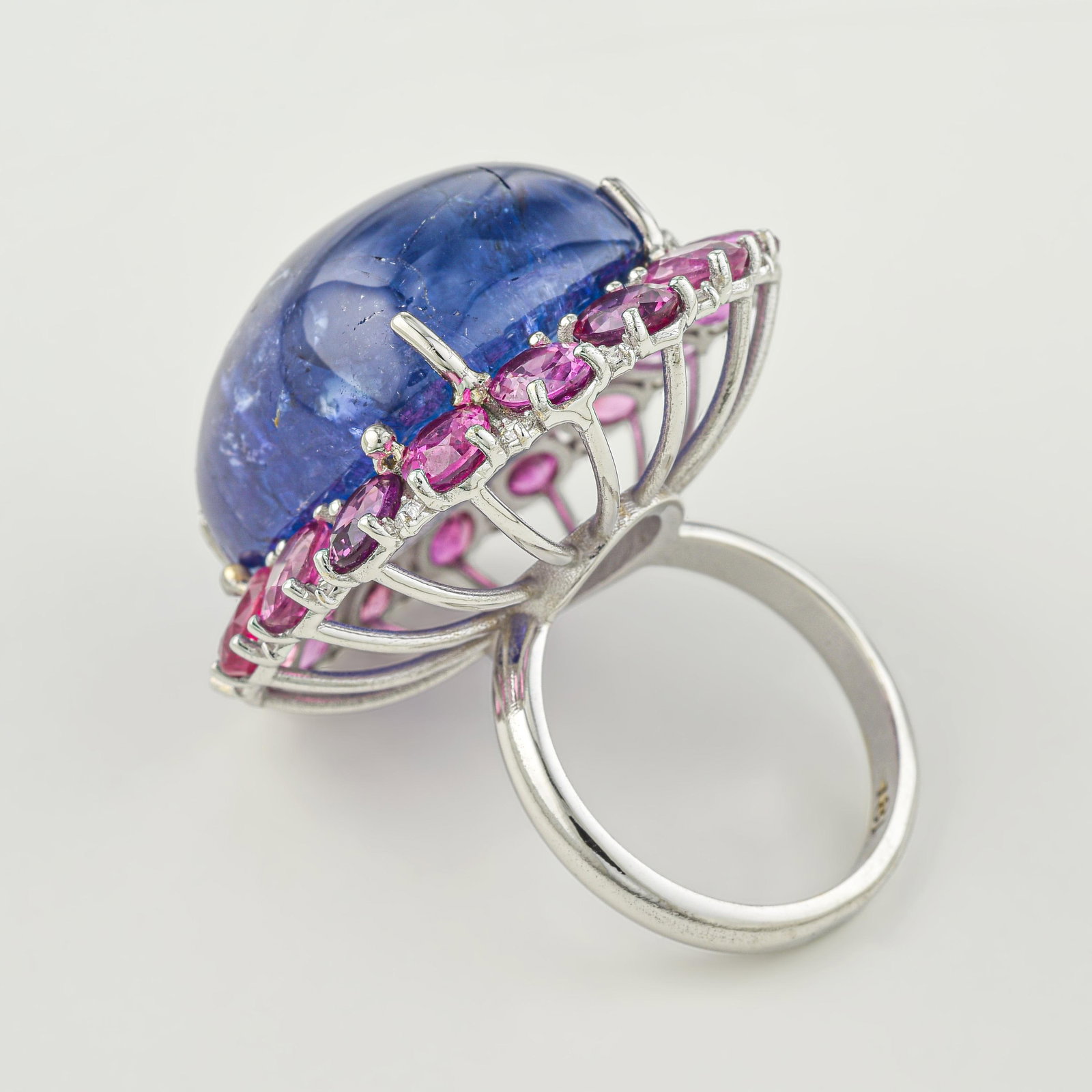 Tanzanite Pink Sapphire and Diamond Ring - 3