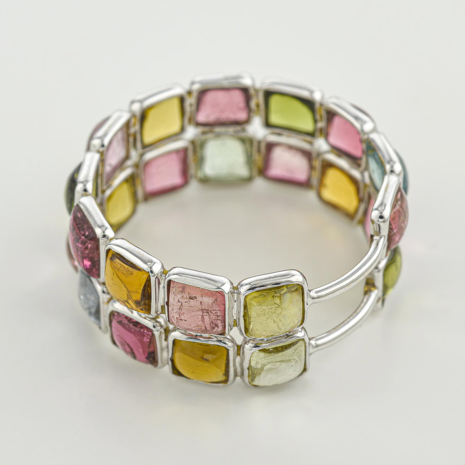 Multicolor Tourmaline Double Stack Band Ring - 2