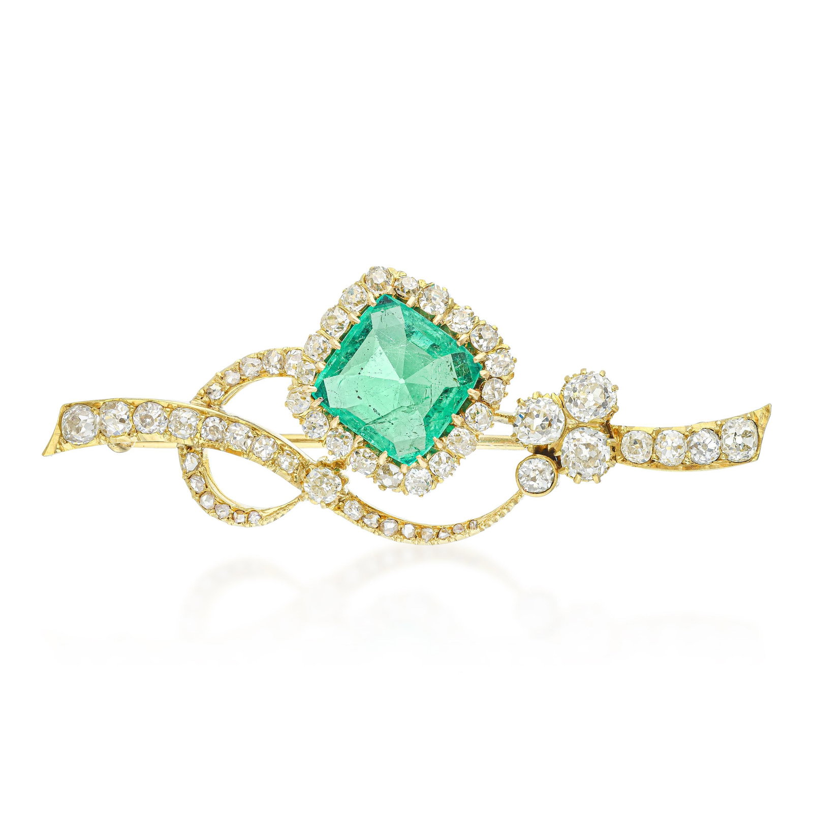 Victorian 4.09-Carat Colombian Emerald Brooch, AGL Certified: ESTIMATED RETAIL PRICE: $30,000* *This is the estimated value a piece of similar quality, craftsmanship, and characteristics could command at retail. An AGL report (# 1154523) on a 4.09-carat Colombia