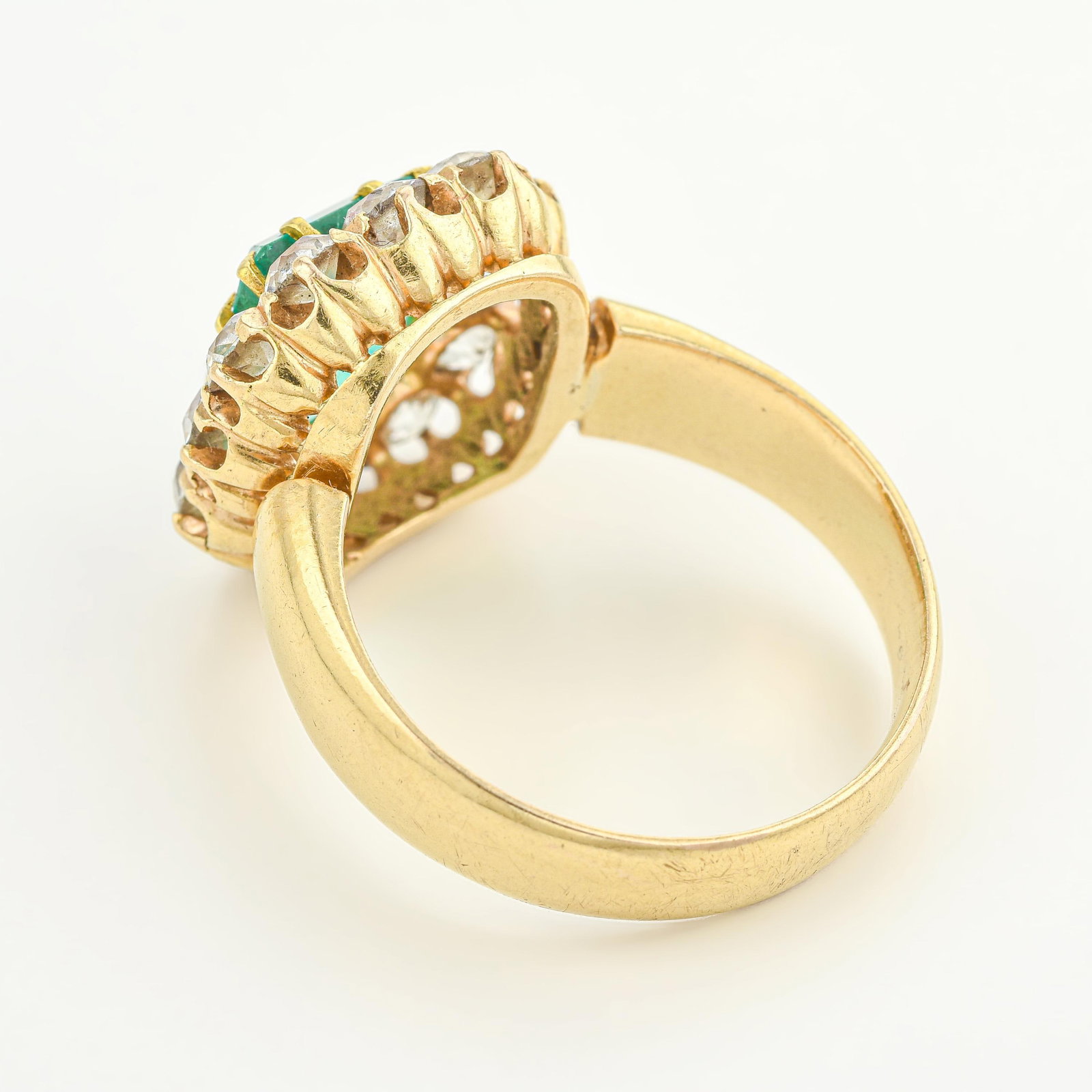 Victorian Emerald and Diamond Cluster Ring - 2