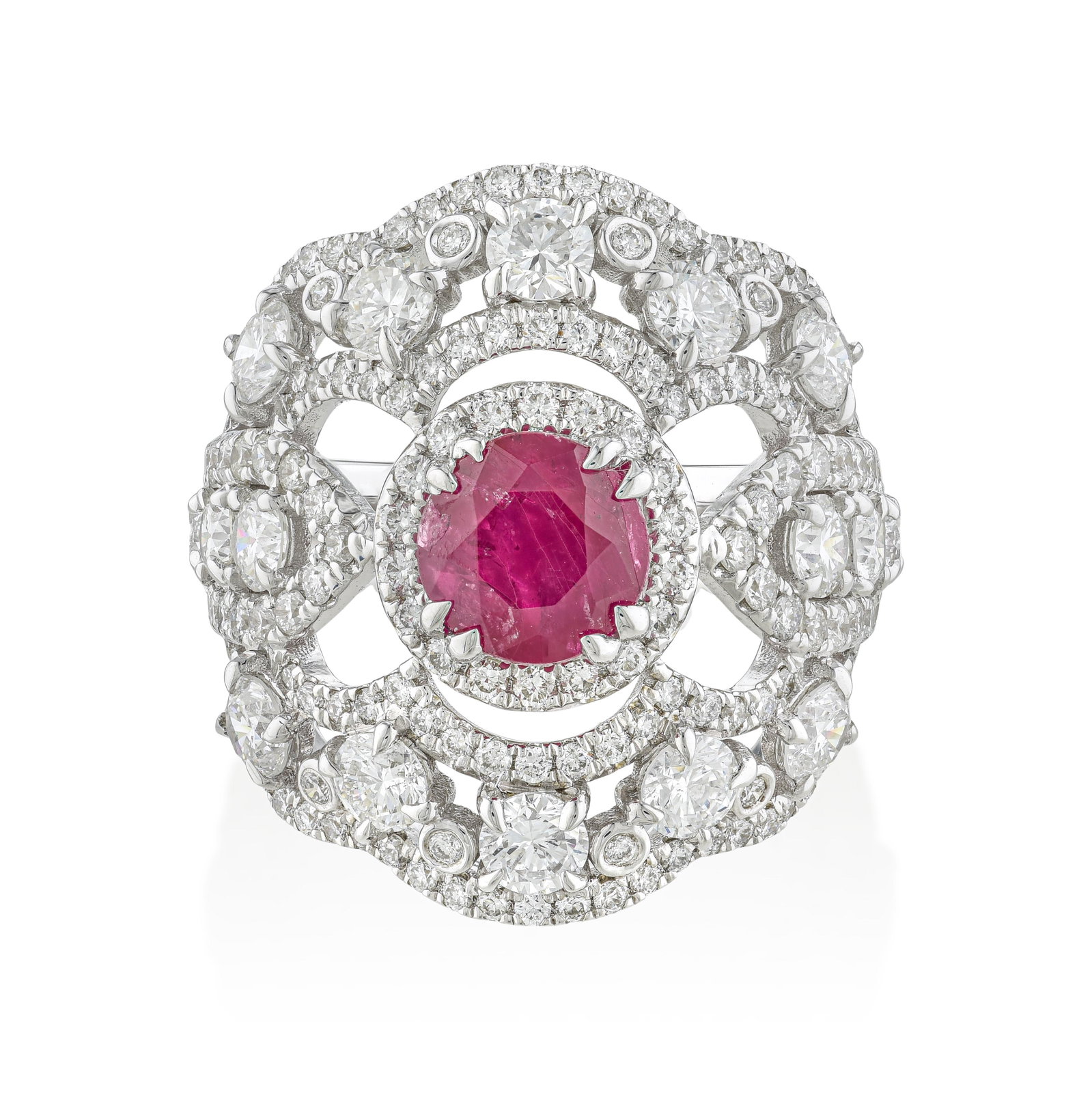 1.73-Carat Burmese Unheated Ruby and Diamond Ring, AGL Certified (1 of 4)