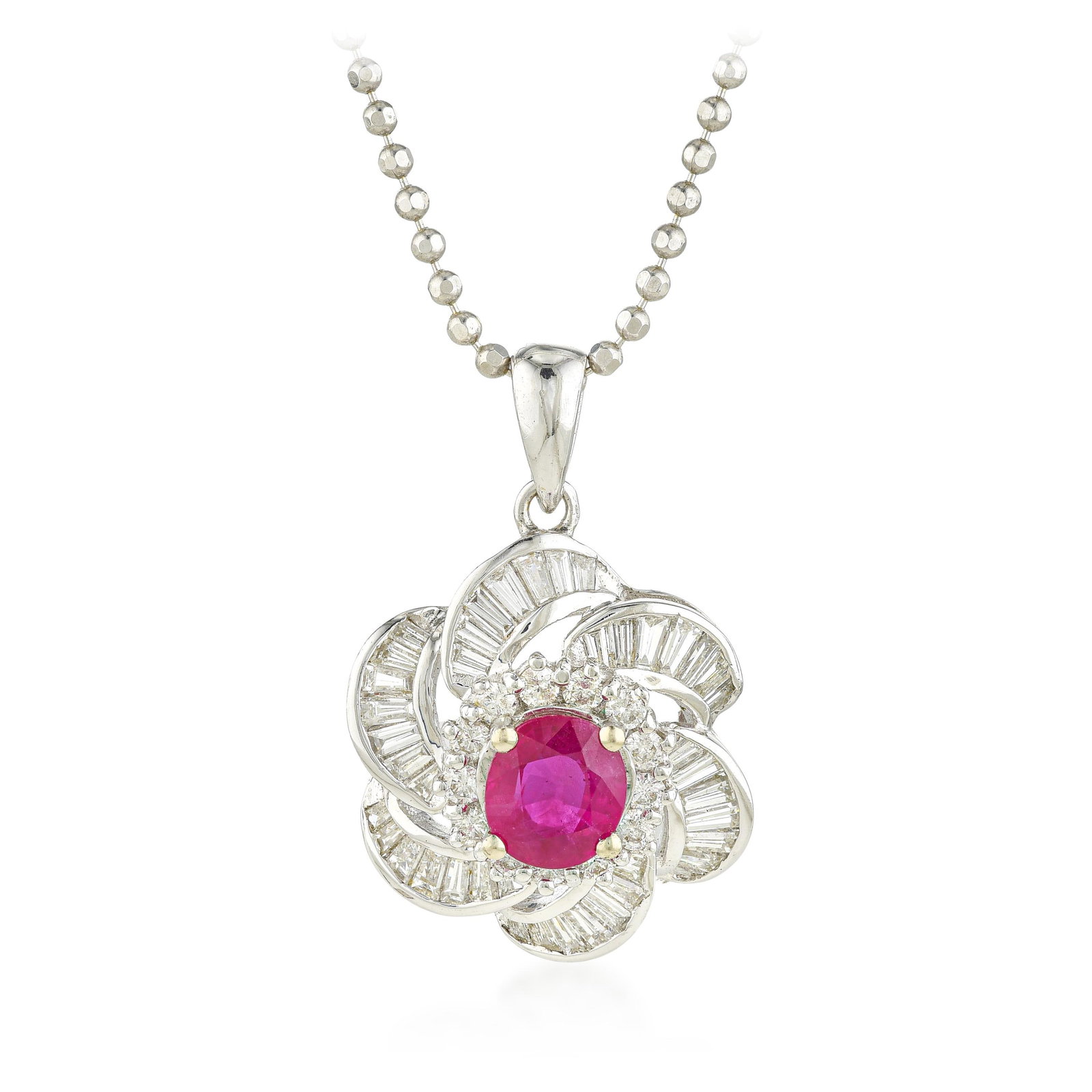 1.13-Carat Burma Ruby and Diamond Pendant Necklace, GIA Certified (1 of 3)