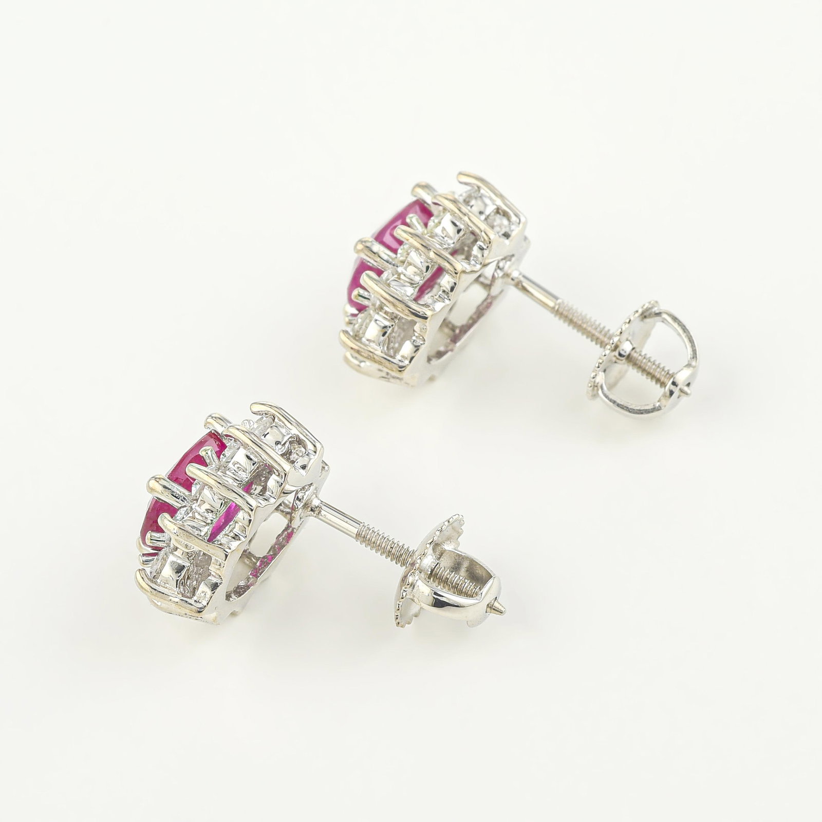 Ruby and Diamond Cluster Earrings - 2
