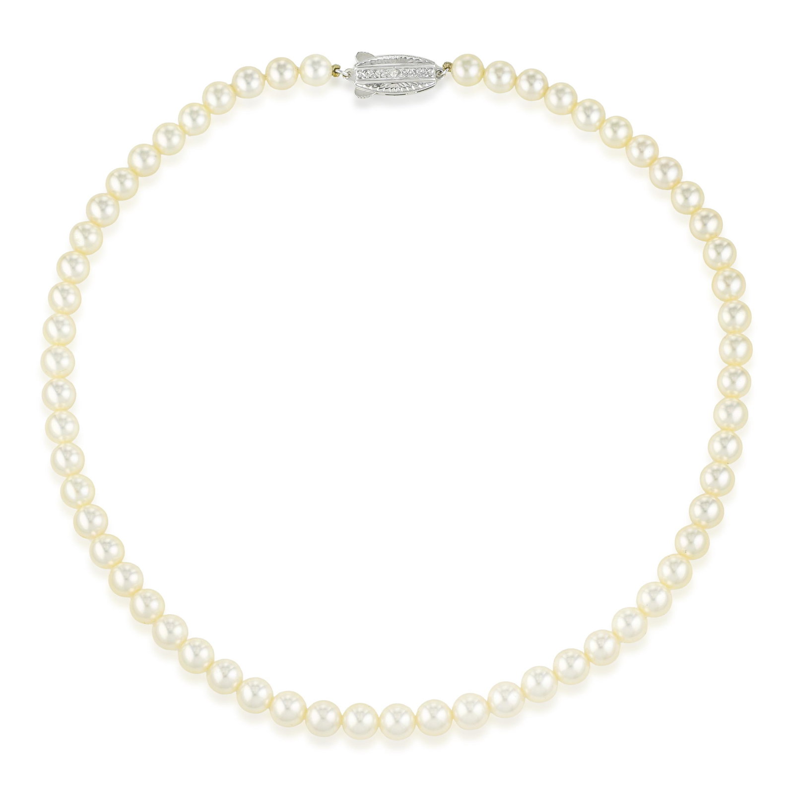 Mikimoto Pearl Necklace: ESTIMATED RETAIL PRICE: $3,400 * *This is the estimated value a piece of similar quality, craftsmanship, and characteristics could command at retail. Cataloging note for bidders: this necklace is