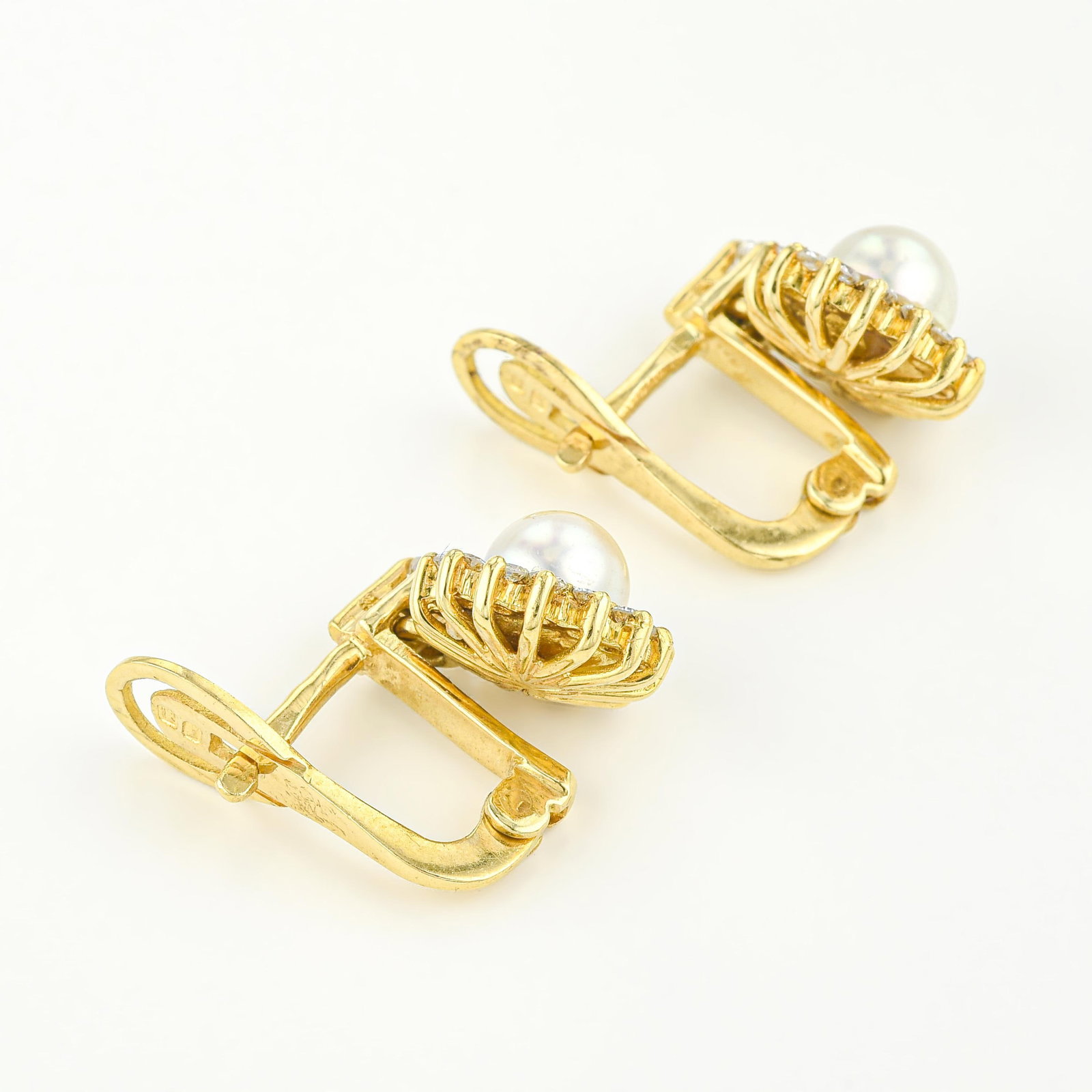 Vintage Pearl and Diamond Cluster Earrings - 2