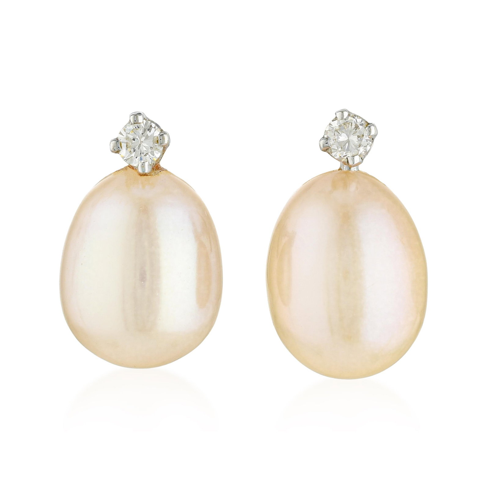 Pearl and Diamond Earrings, GIA Certified: ESTIMATED RETAIL PRICE: $1,800* *This is the estimated value a piece of similar quality, craftsmanship, and characteristics could command at retail. At just under 8mm and closely matched to each other