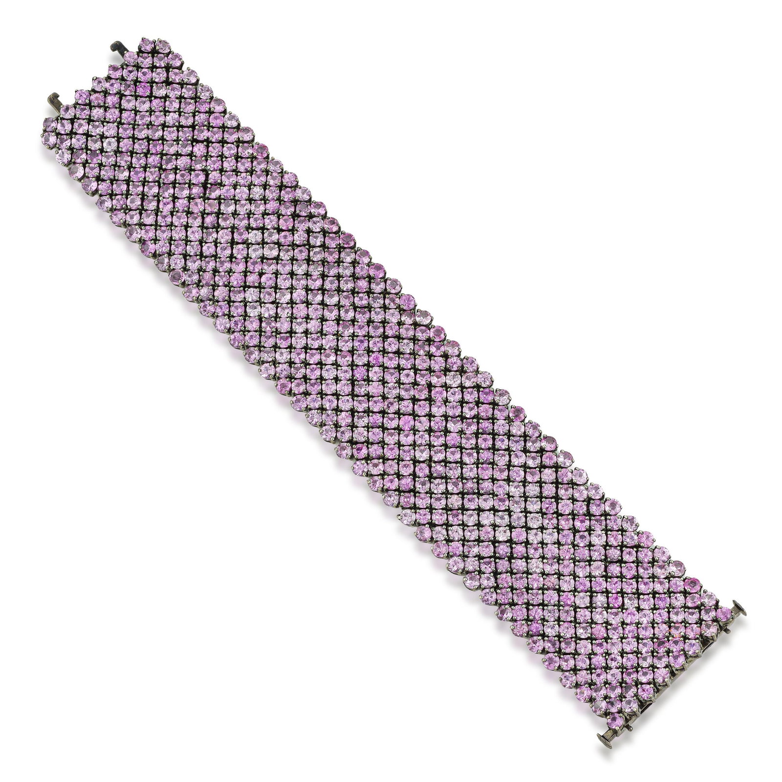 Pink Sapphire Bracelet: ESTIMATED RETAIL PRICE: $18,000 * *This is the estimated value a piece of similar quality, craftsmanship, and characteristics could command at retail. Eighty-four carats of pink sapphires across a bra
