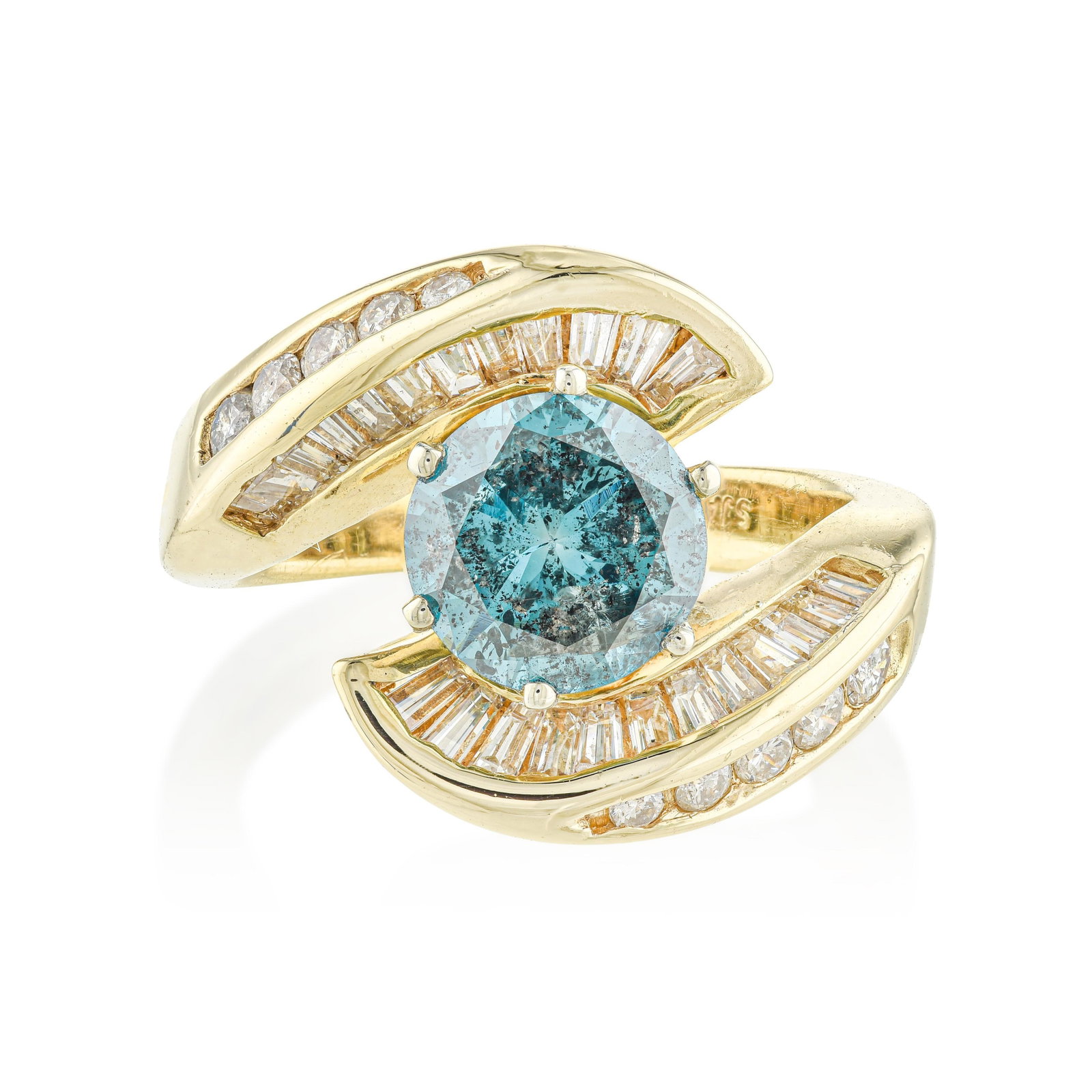 Teal Blue-Green Diamond Ring: ESTIMATED RETAIL PRICE: $6,000* *This is the estimated value a piece of similar quality, craftsmanship, and characteristics could command at retail. The teal blue-green in this 1.46-carat diamond is a