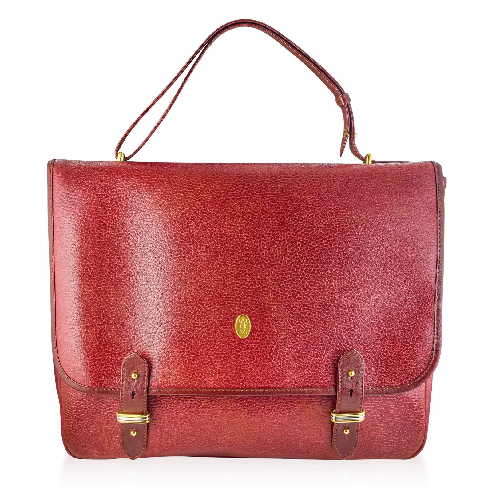 Cartier Must de Cartier Briefcase - Textured Leather, Bordeaux: ESTIMATED RETAIL PRICE: Variable* *This is the estimated value a piece of similar quality, craftsmanship, and characteristics could command at retail. The Must de Cartier line extended Cartier's desig
