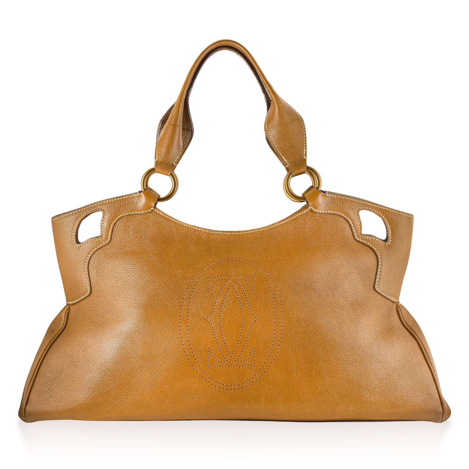 Cartier Marcello Large Handbag - Grained Leather, Brown 17" (1 of 3)