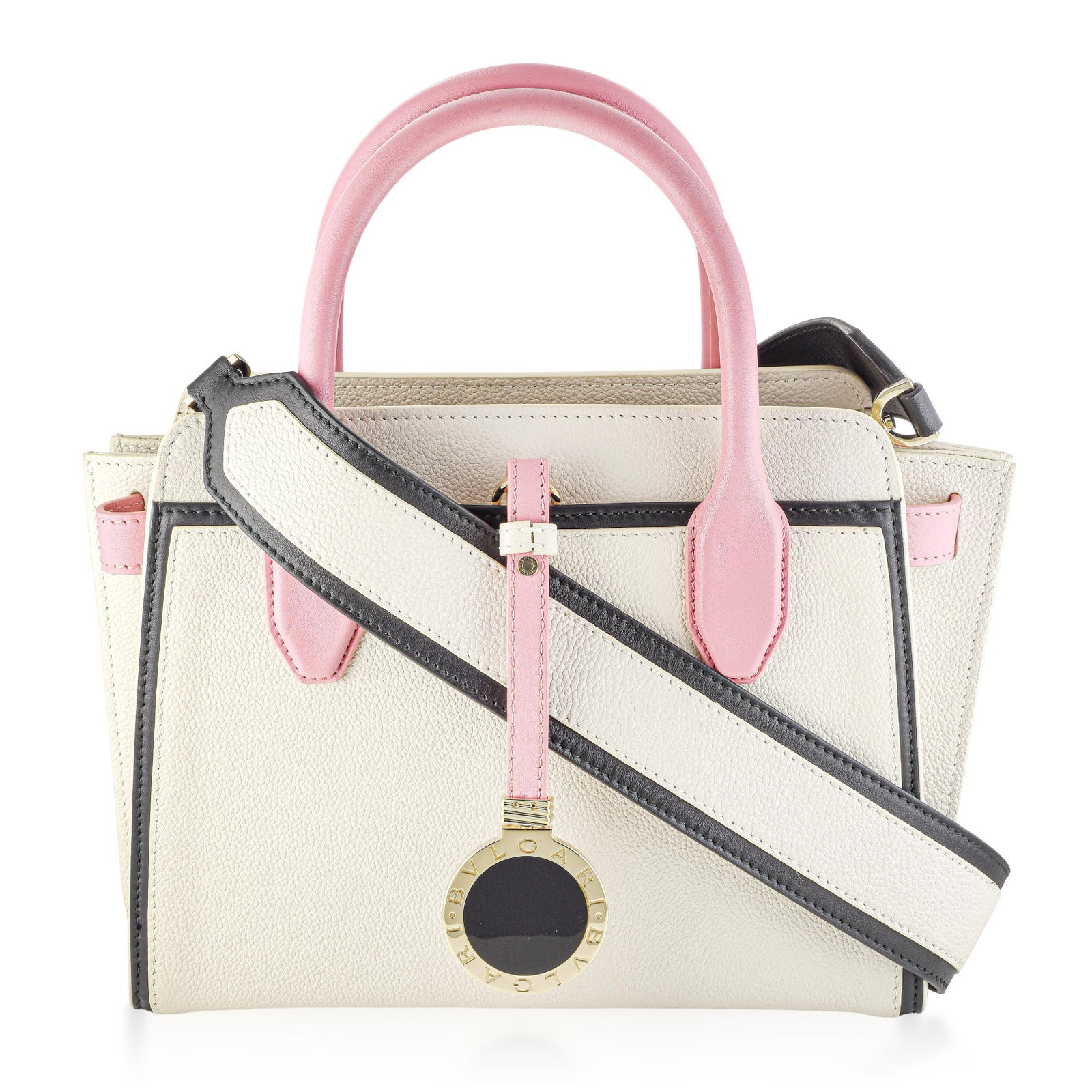 Bulgari-Bulgari Alba Small Tote - Calf Leather, White Agate and Pink: ESTIMATED RETAIL PRICE: Approx. $2,500* *This is the estimated value a piece of similar quality, craftsmanship, and characteristics could command at retail. The Bulgari-Bulgari Alba tote combines a