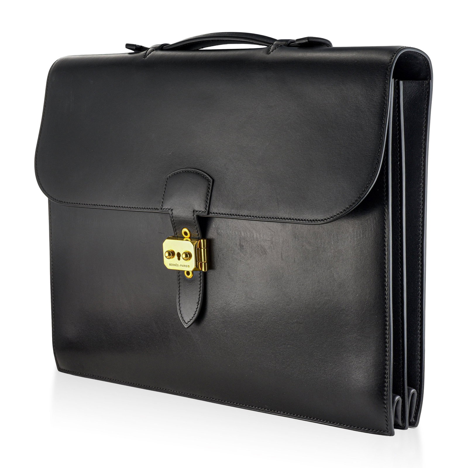 Hermes Sac a Depeches 38 Briefcase - Box Calf Leather, Black - 2