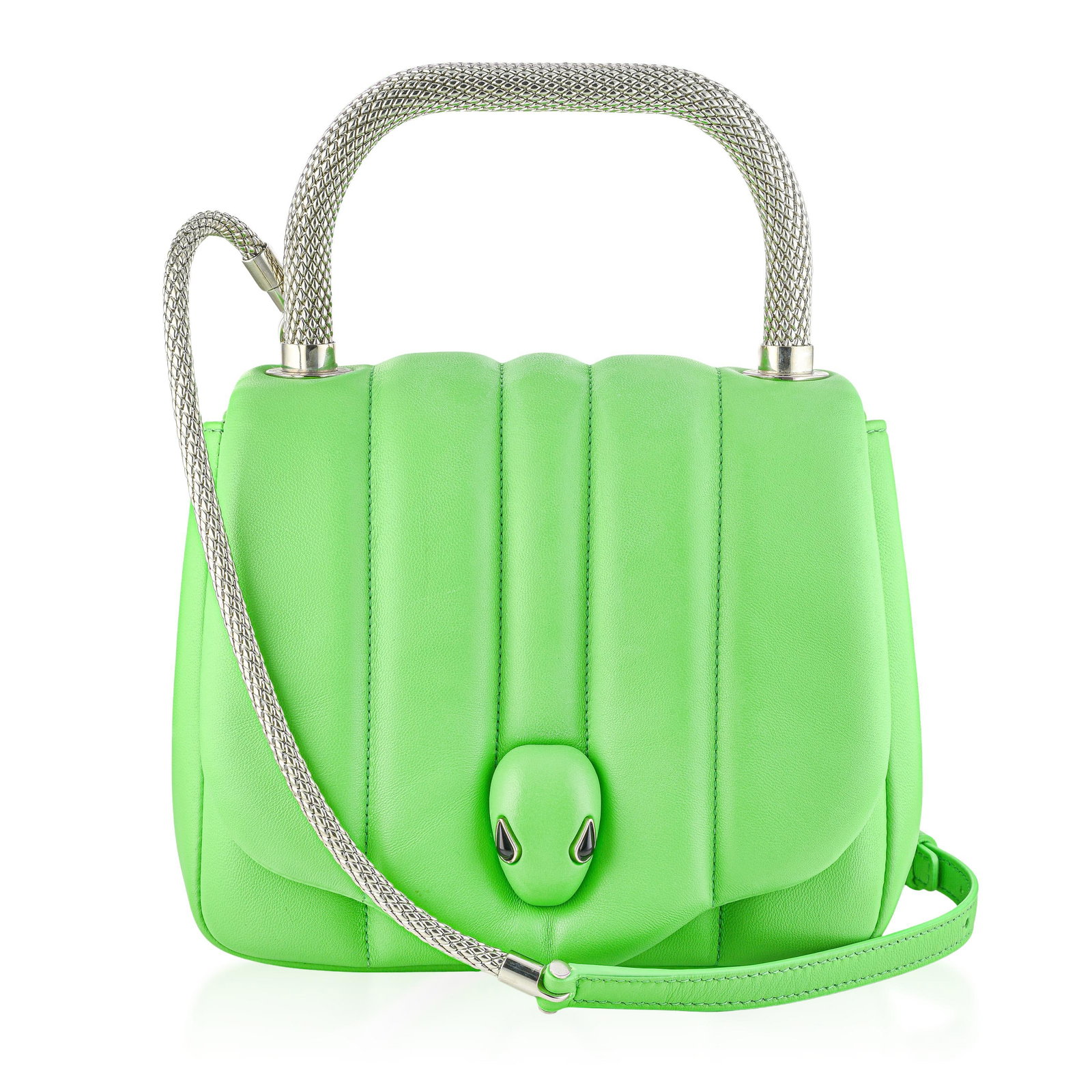 Bulgari x Ambush Serpenti Shoulder Bag - Nappa Leather, Bright Lime Green: ESTIMATED RETAIL PRICE: Approx. $3,000* *This is the estimated value a piece of similar quality, craftsmanship, and characteristics could command at retail. Created for the 2020 Serpenti Through the