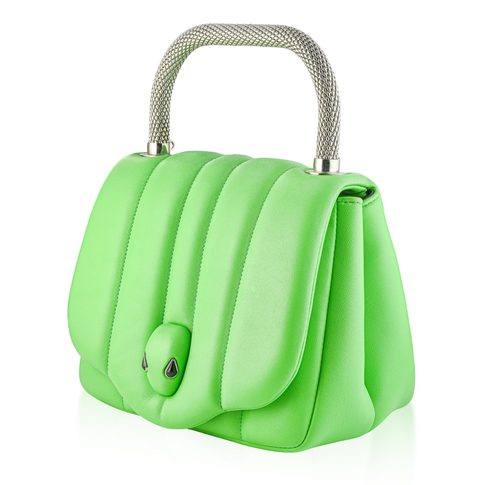 Bulgari x Ambush Serpenti Shoulder Bag - Nappa Leather, Bright Lime Green - 3