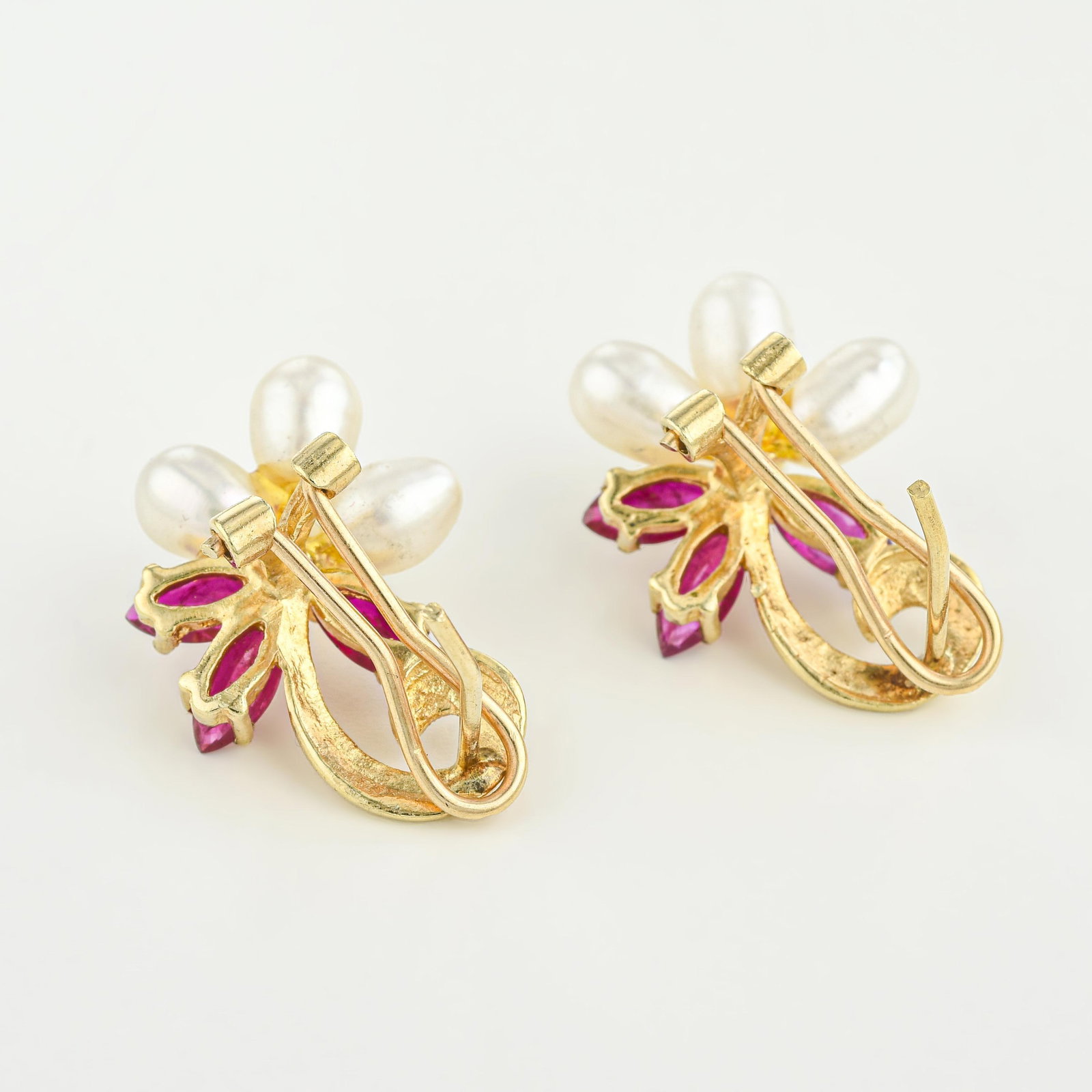 Vintage Pearl and Ruby Earrings - 2