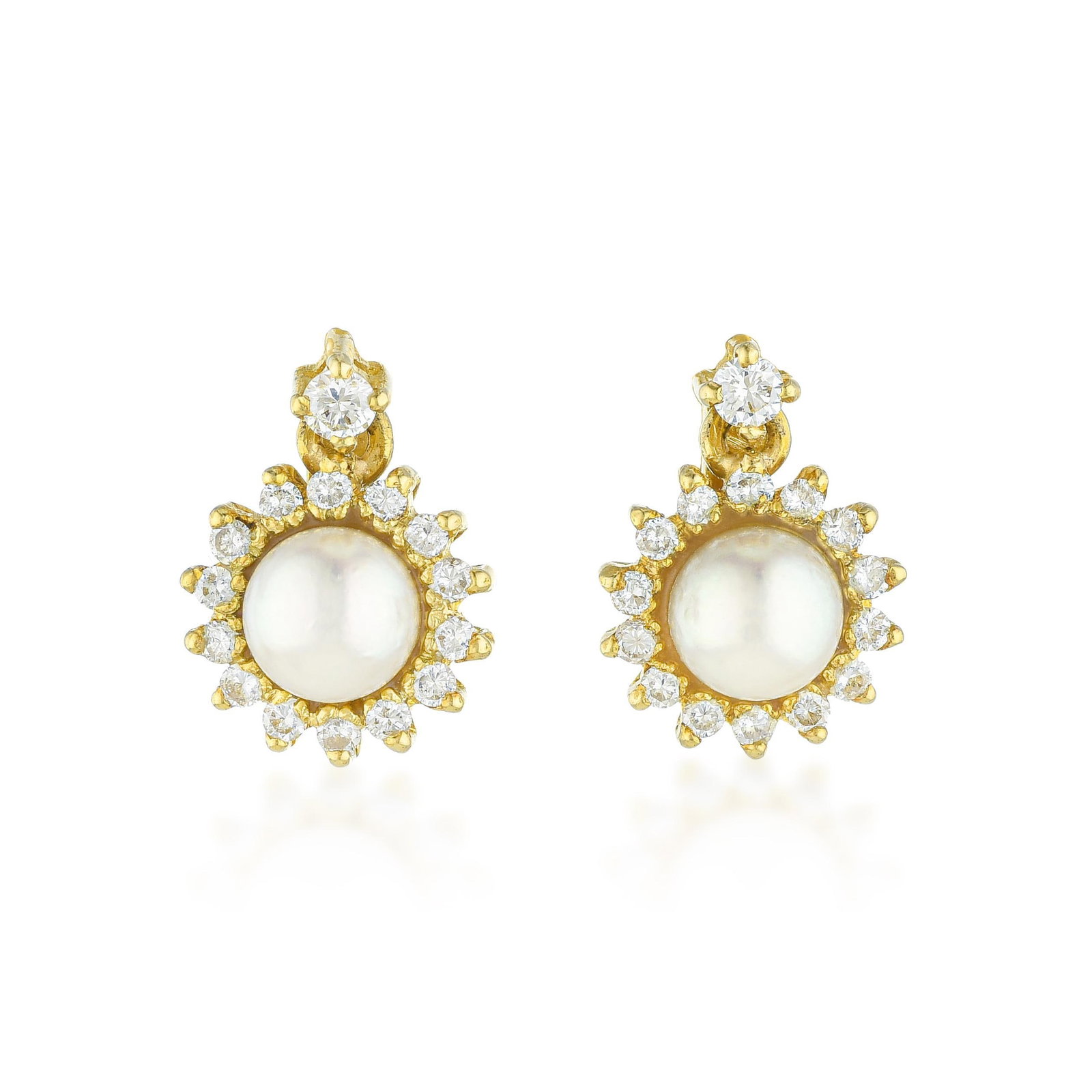 Vintage Pearl and Diamond Cluster Earrings: ESTIMATED RETAIL PRICE: $2,800* *This is the estimated value a piece of similar quality, craftsmanship, and characteristics could command at retail. The vintage pearl cluster earring is a form that