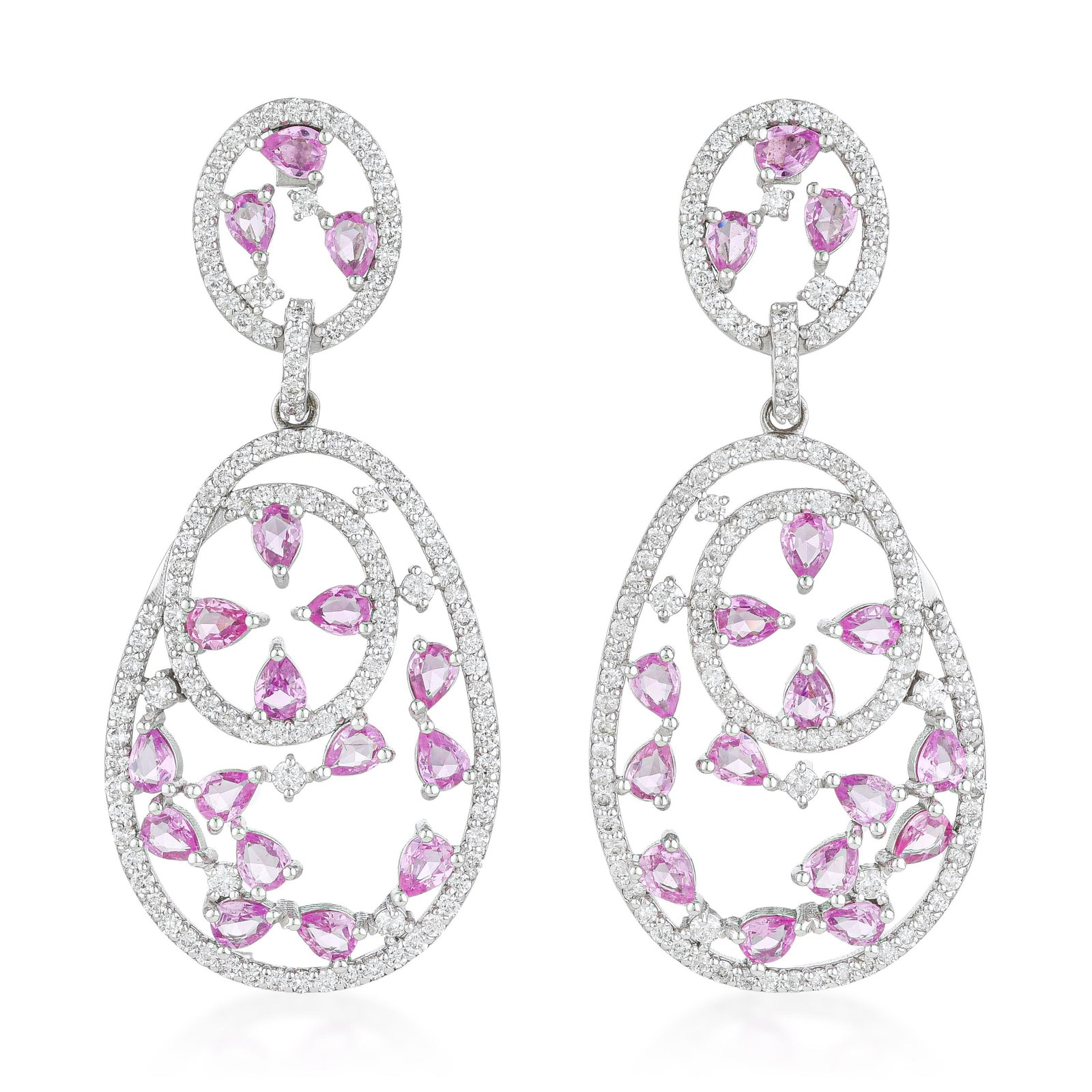 Pink Sapphire and Diamond Drop Earrings (1 of 2)