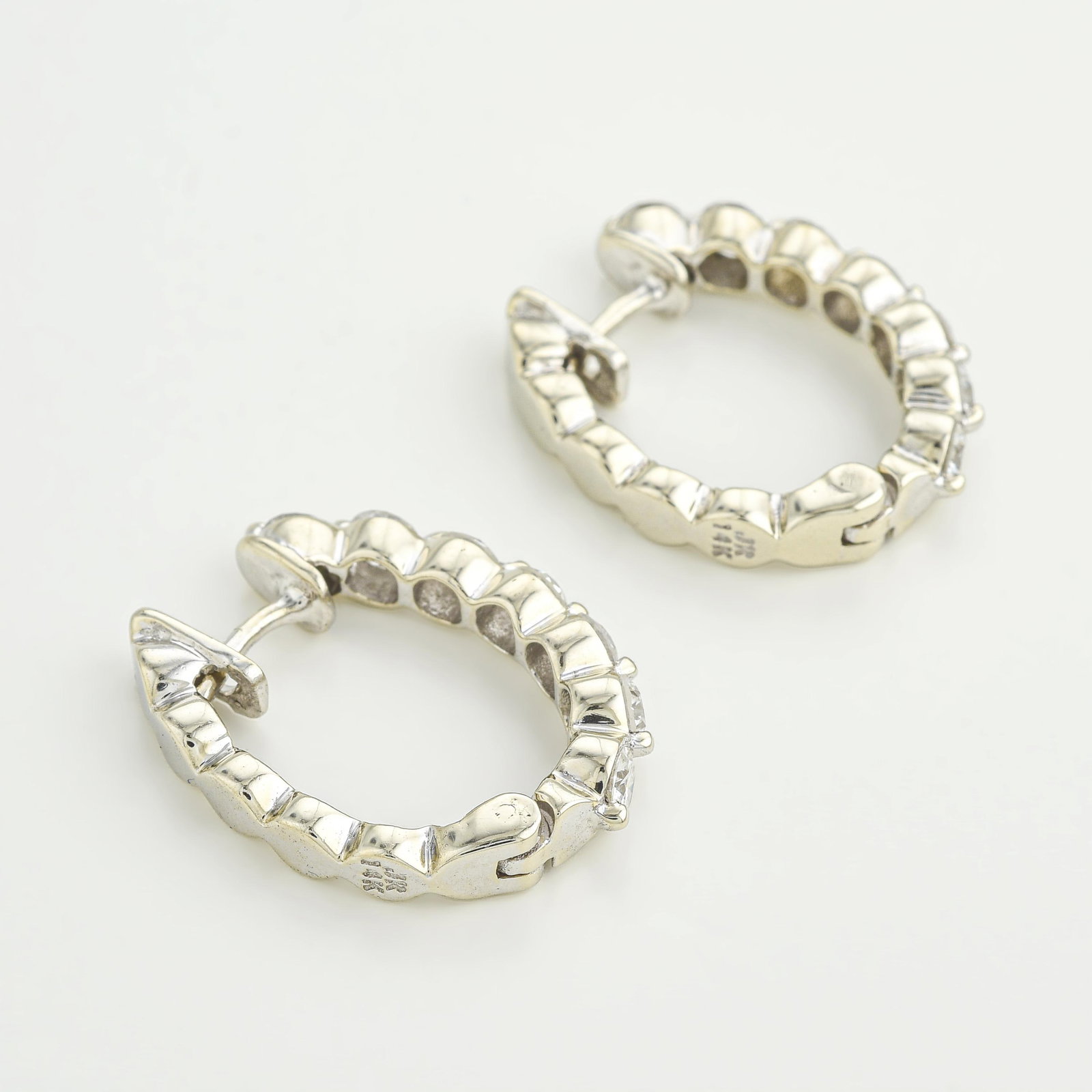 Diamond Half Hoop Earrings - 2