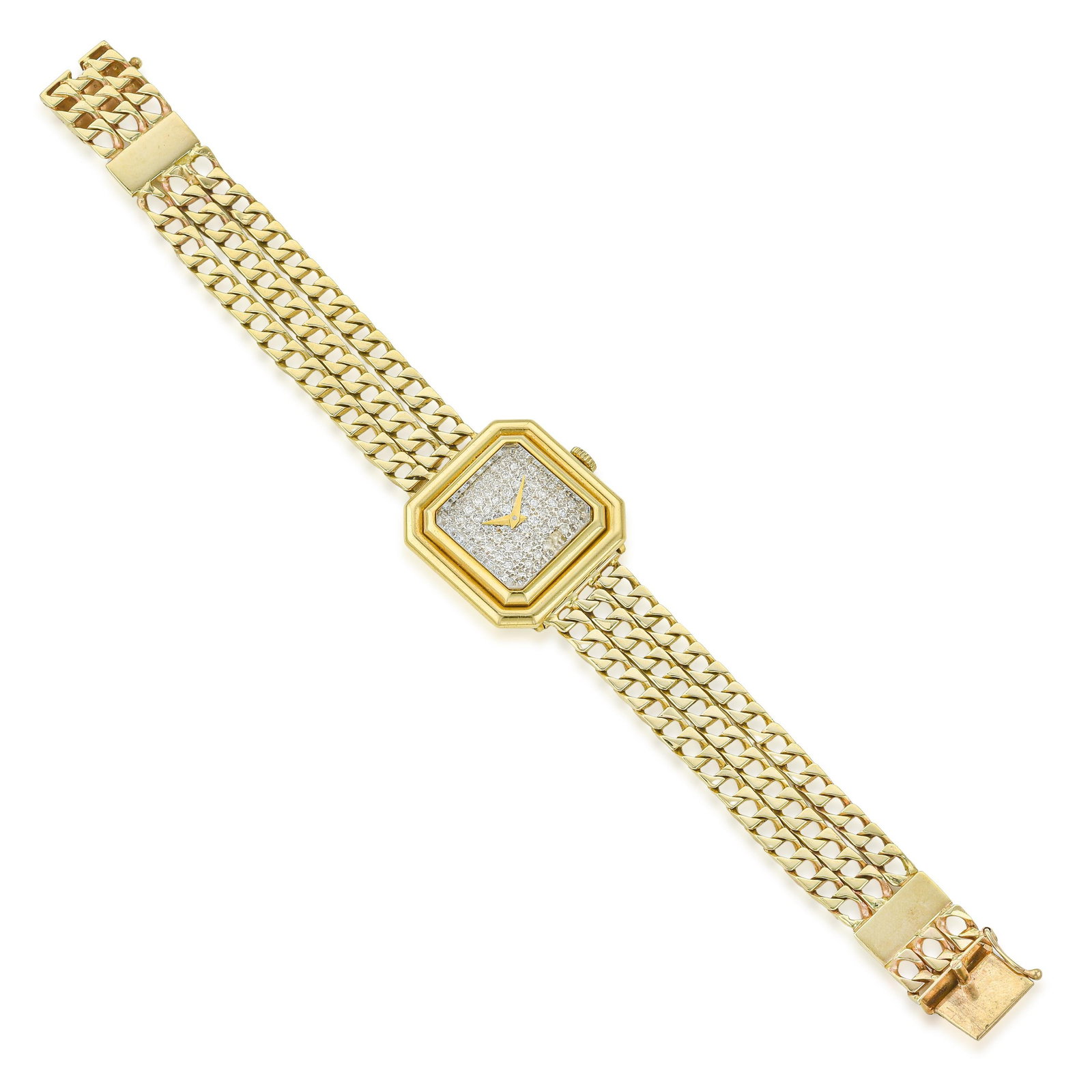 Vintage Bueche Girod Gold Watch with Diamond Dial - 2