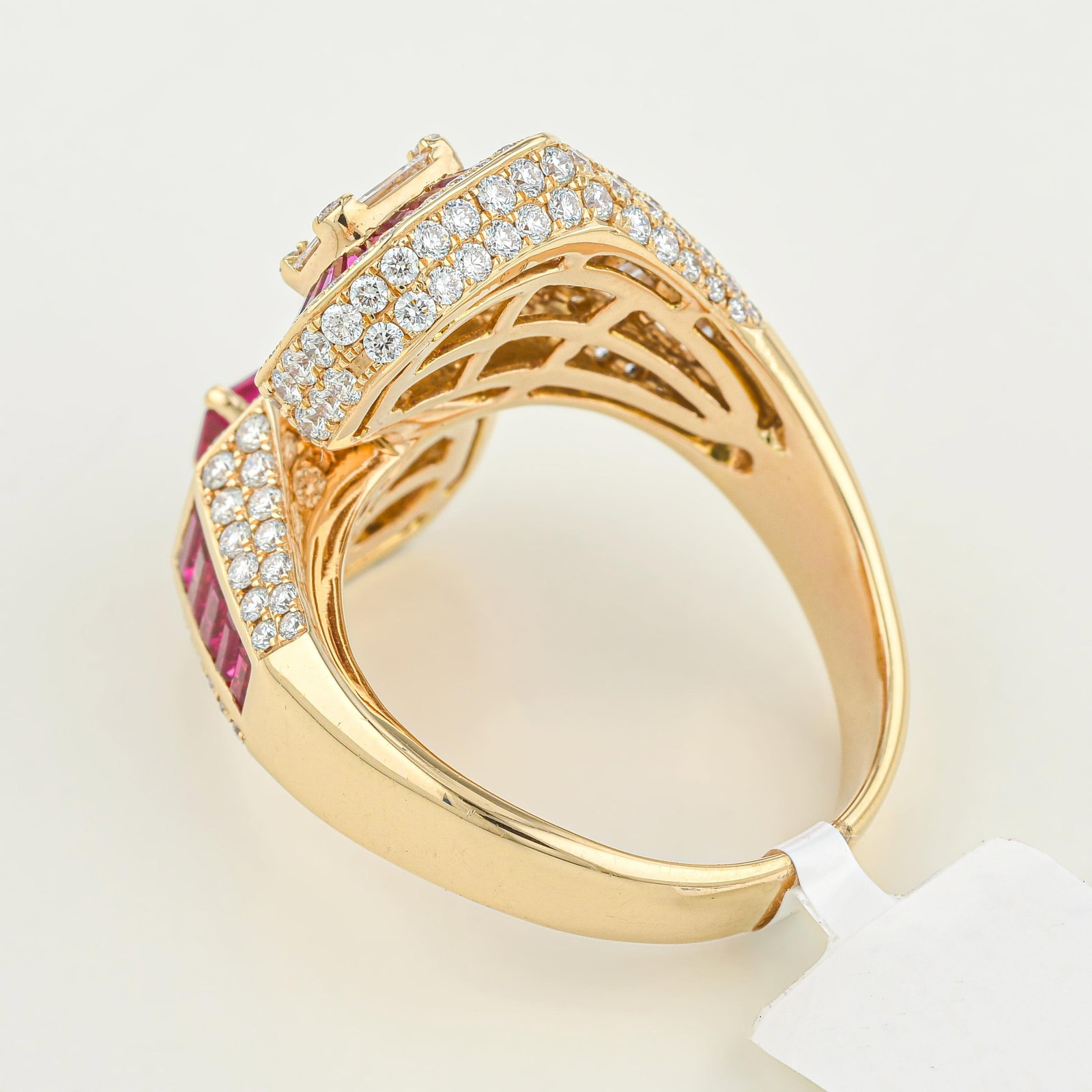 Ruby and Diamond Bypass Ring - 2