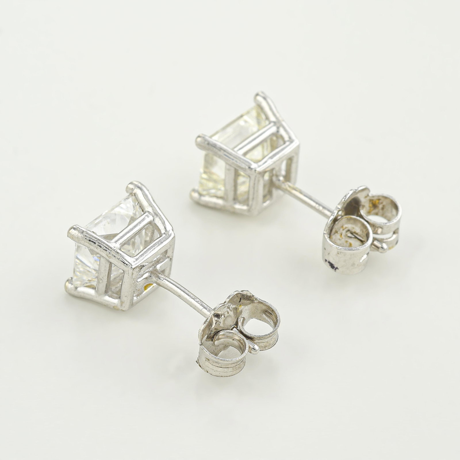 Princess Cut Diamond Stud Earrings (Approx. 2.06 CTW) - 2