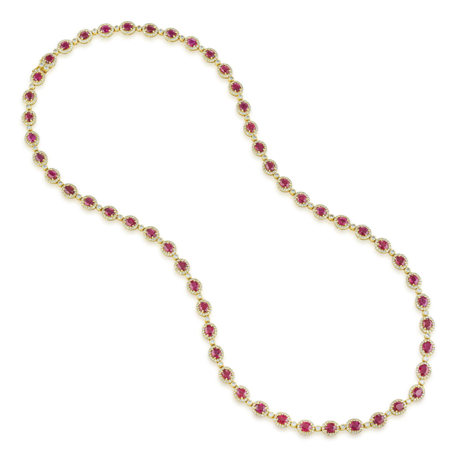 Burma Ruby and Diamond Long Chain: ESTIMATED RETAIL PRICE: $50,000* *This is the estimated value a piece of similar quality, craftsmanship, and characteristics could command at retail. Burma remains the ultimate benchmark for fine rubi