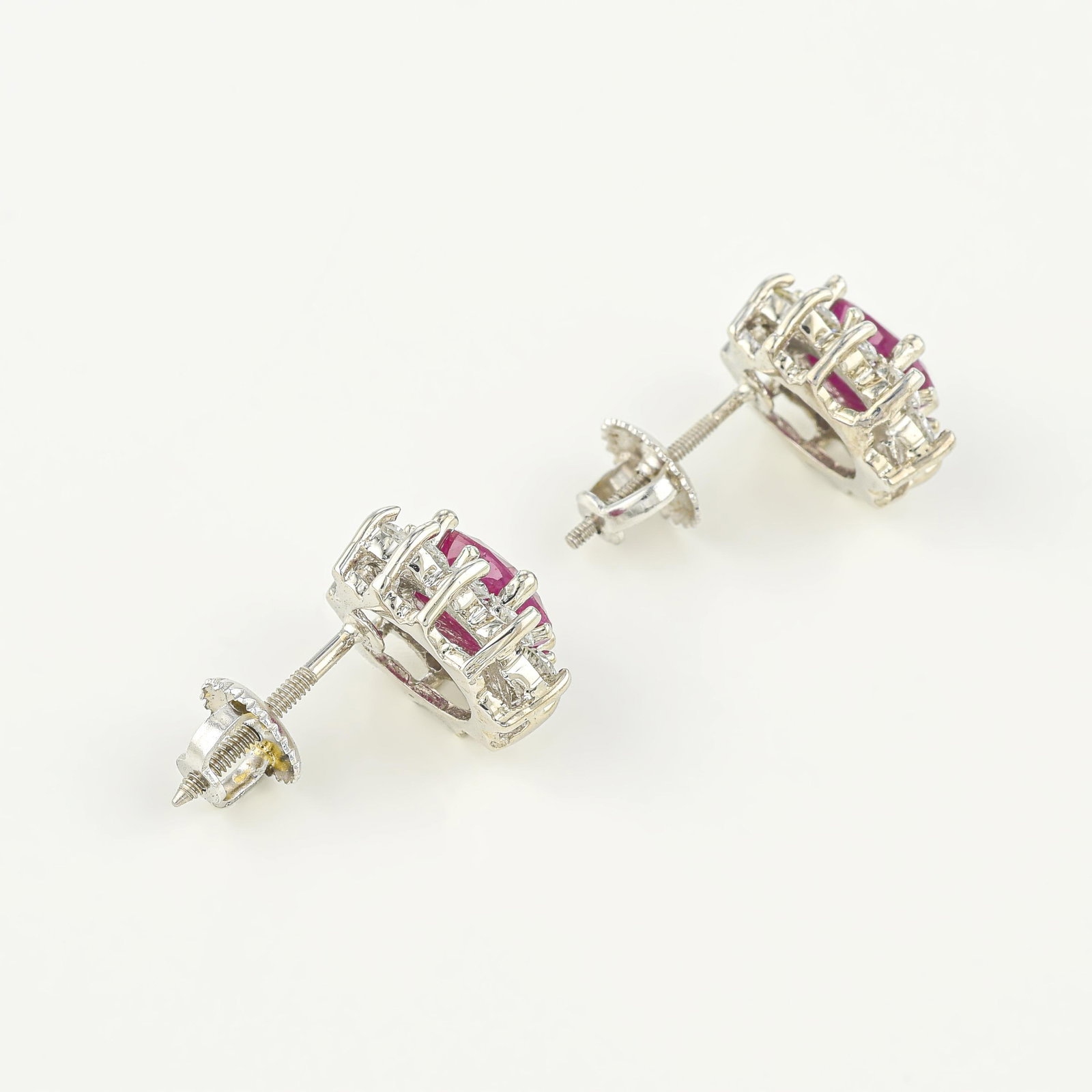Ruby and Diamond Cluster Earrings - 2
