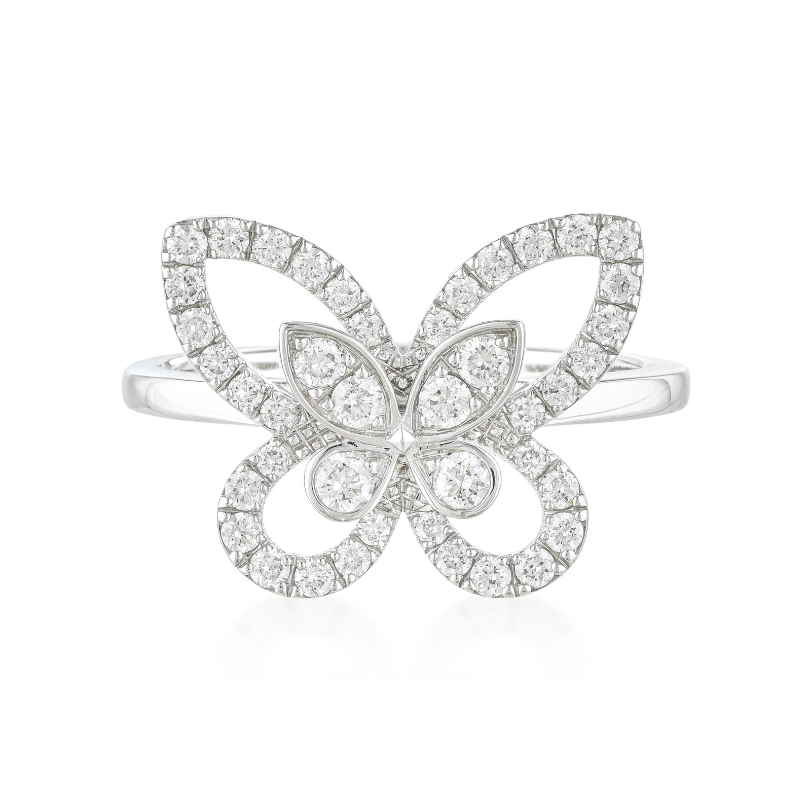 Graff Butterfly Silhouette Diamond Ring: ESTIMATED RETAIL PRICE: $9,000* *This is the estimated value a piece of similar quality, craftsmanship, and characteristics could command at retail. A signed Graff piece carries the endorsement of