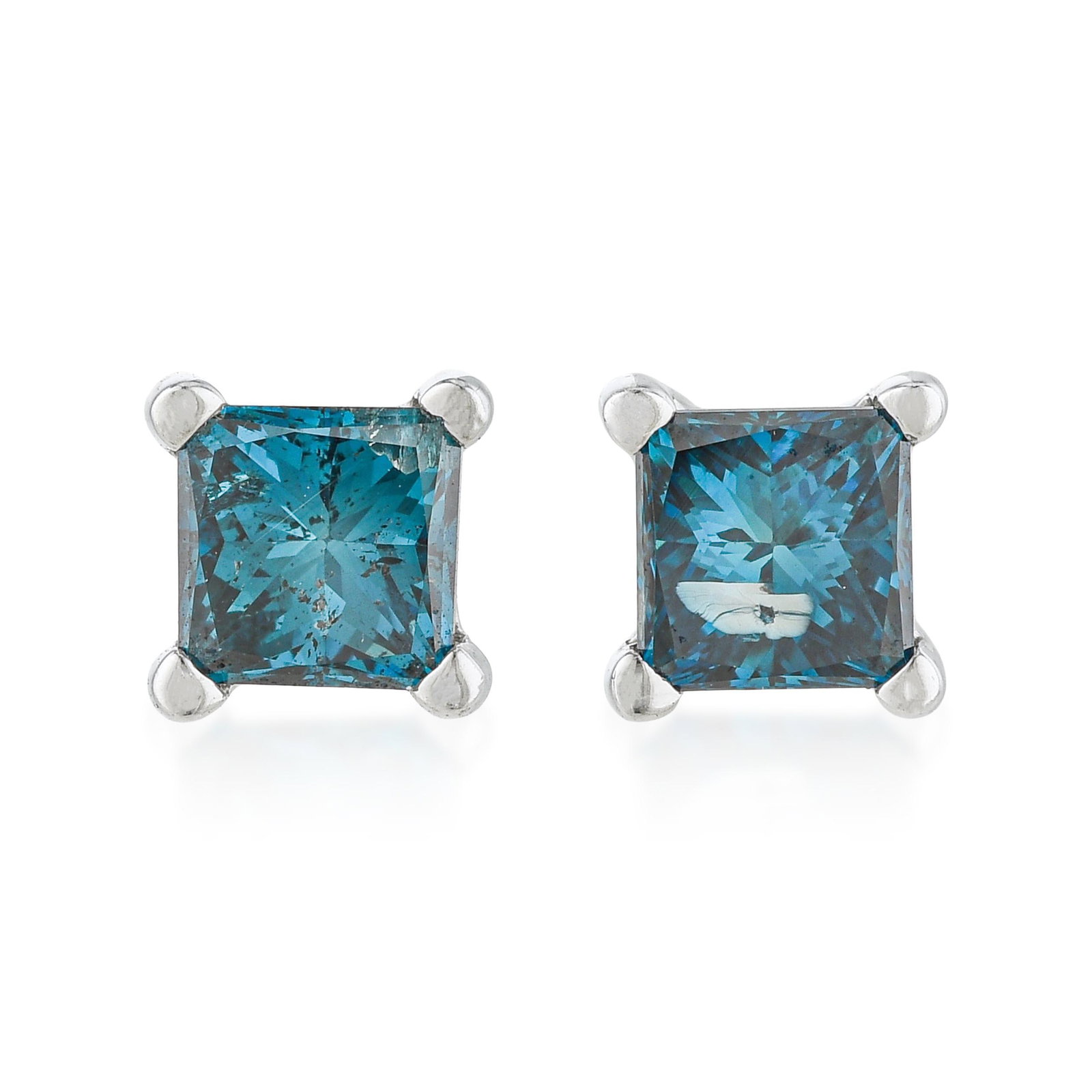 Treated Blue Diamond Stud Earrings: ESTIMATED RETAIL PRICE: $1,400* *This is the estimated value a piece of similar quality, craftsmanship, and characteristics could command at retail. The vivid blue in these diamonds is achieved